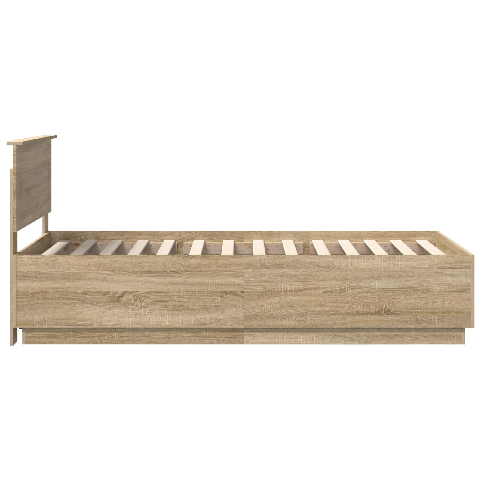 Bedframe met hoofdeinde Sonoma Eiken 70 x 190 cm Bewerkt hout is nu te koop bij PeponiXL, paradijselijk wonen!