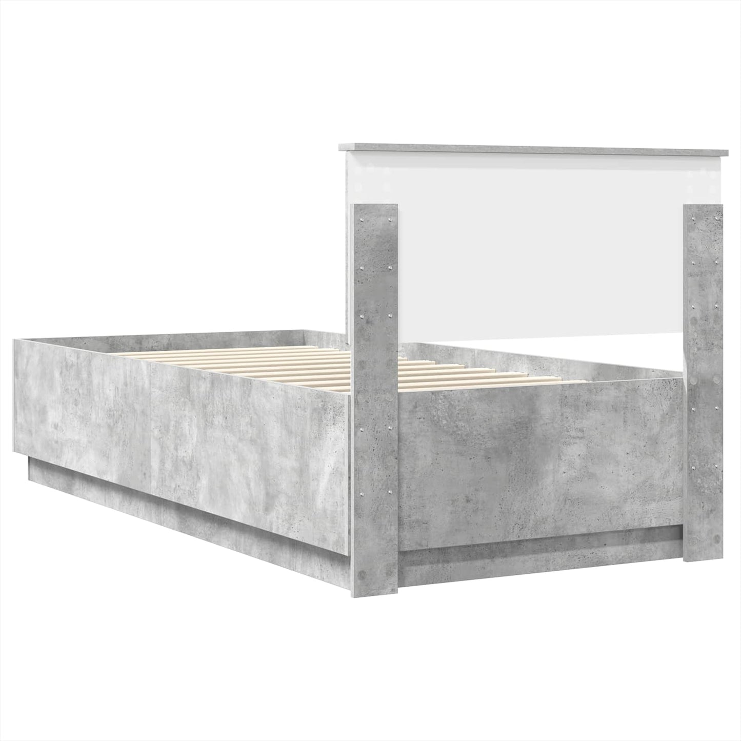 Bedframe met hoofdeinde Beton Grijs 70 x 190 cm Bewerkt hout is nu te koop bij PeponiXL, paradijselijk wonen!