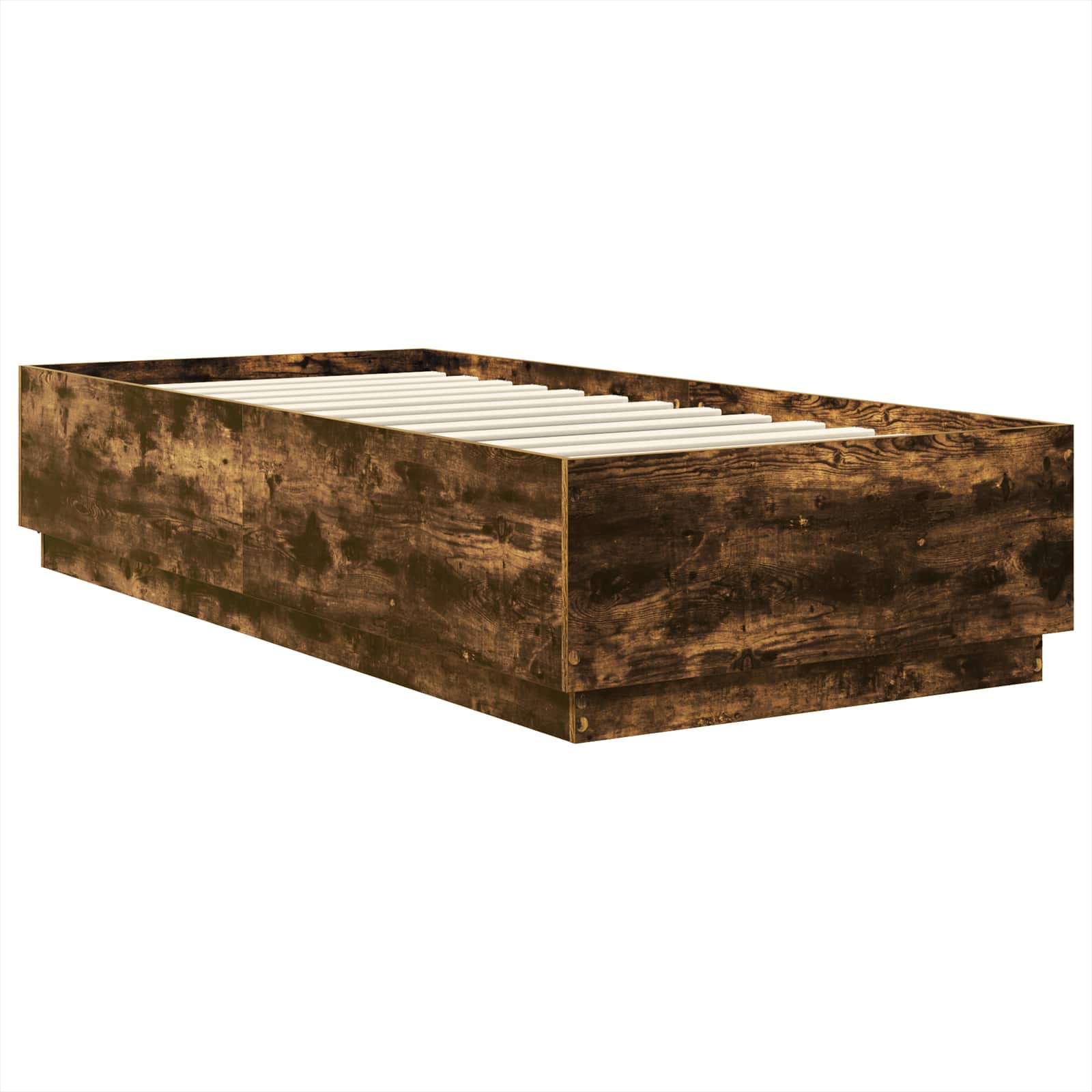 Bedframe met hoofdeinde Gerookt eiken 70 x 190 cm Bewerkt hout is nu te koop bij PeponiXL, paradijselijk wonen!