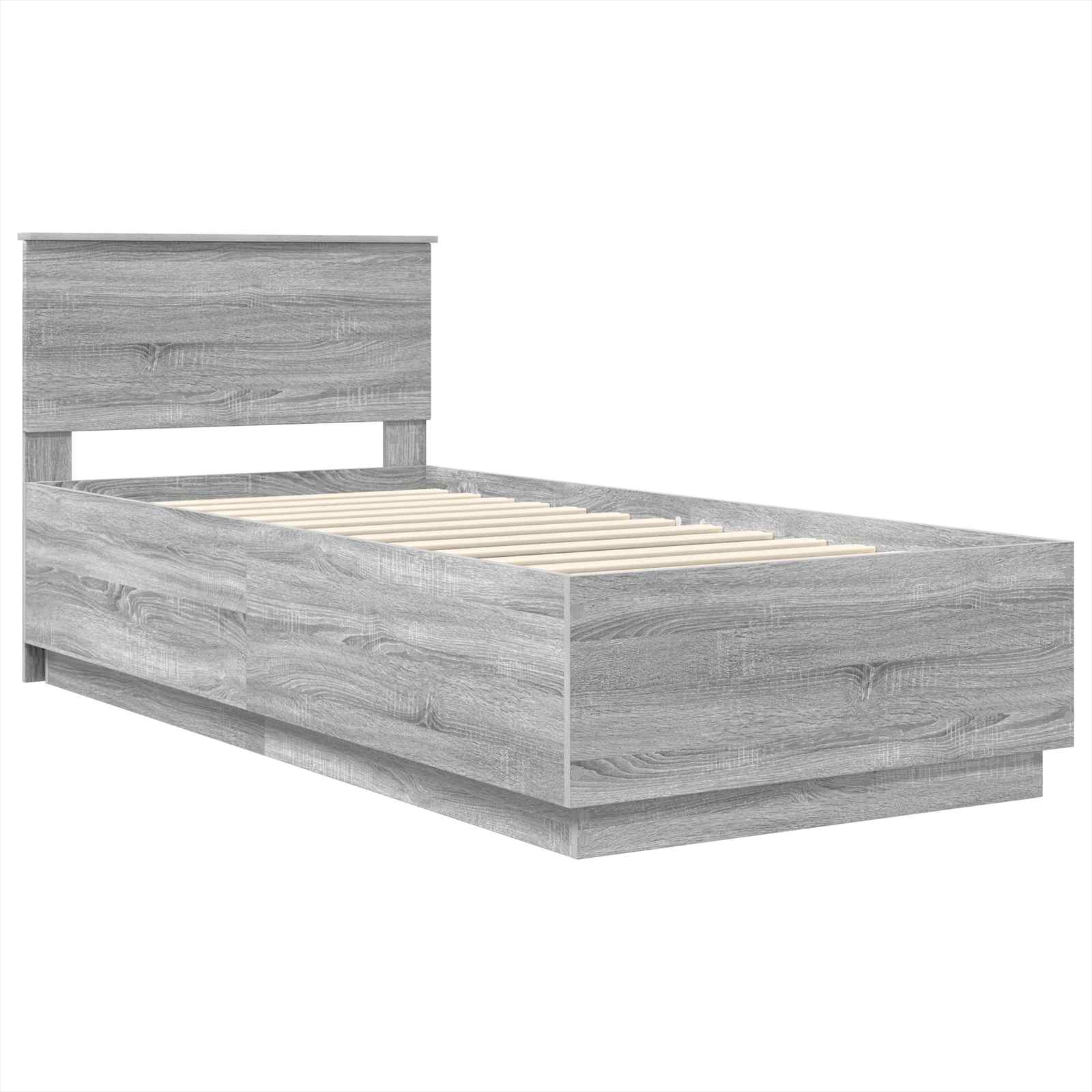 Bedframe met hoofdeinde Grijs Sonoma 70 x 190 cm Bewerkt hout is nu te koop bij PeponiXL, paradijselijk wonen!