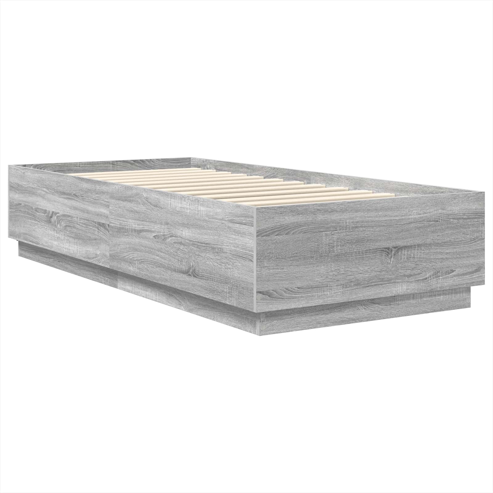 Bedframe met hoofdeinde Grijs Sonoma 70 x 190 cm Bewerkt hout is nu te koop bij PeponiXL, paradijselijk wonen!