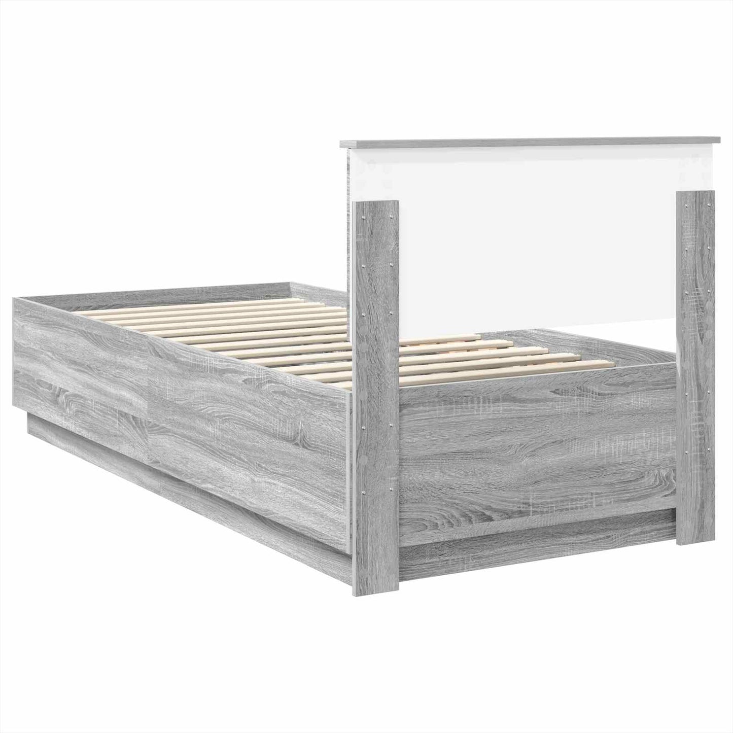 Bedframe met hoofdeinde Grijs Sonoma 70 x 190 cm Bewerkt hout is nu te koop bij PeponiXL, paradijselijk wonen!