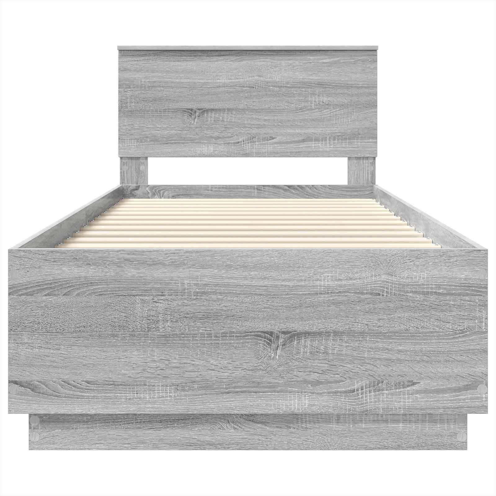 Bedframe met hoofdeinde Grijs Sonoma 70 x 190 cm Bewerkt hout is nu te koop bij PeponiXL, paradijselijk wonen!