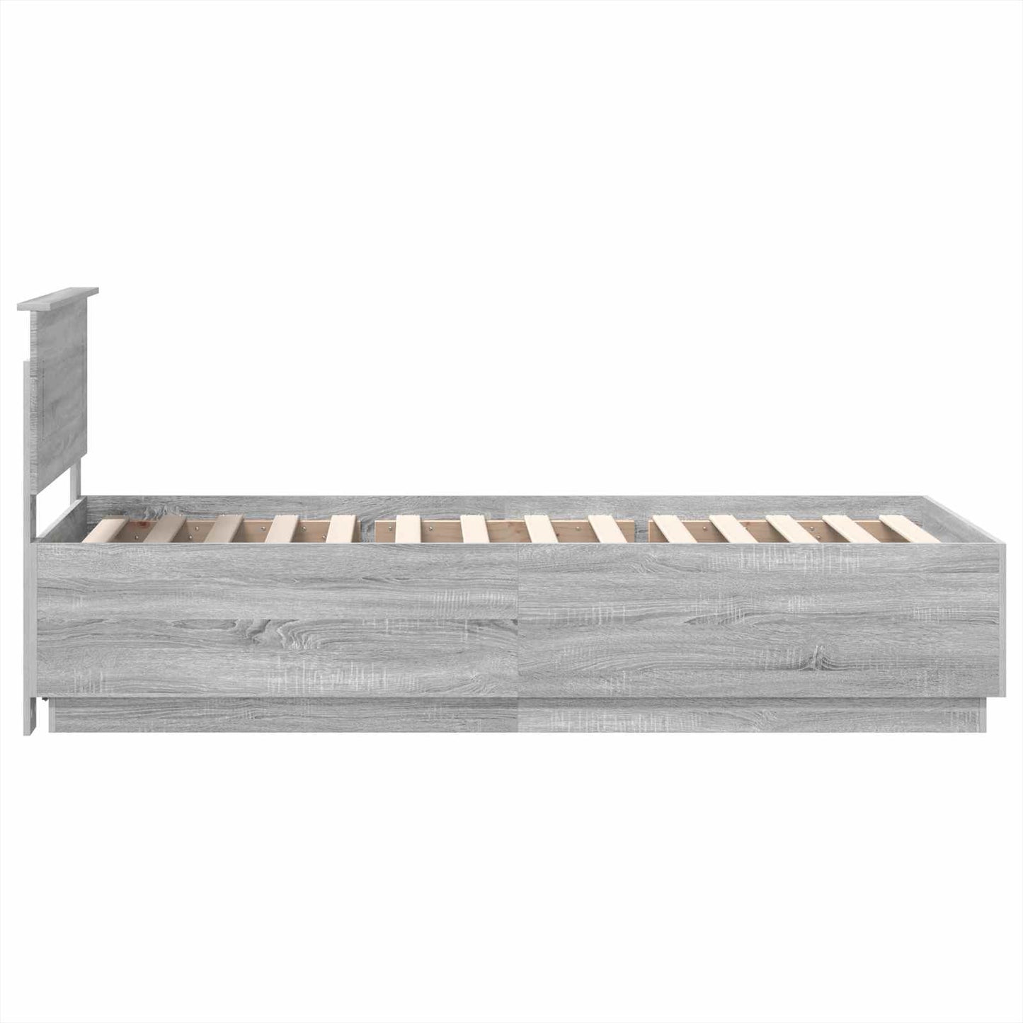 Bedframe met hoofdeinde Grijs Sonoma 70 x 190 cm Bewerkt hout is nu te koop bij PeponiXL, paradijselijk wonen!