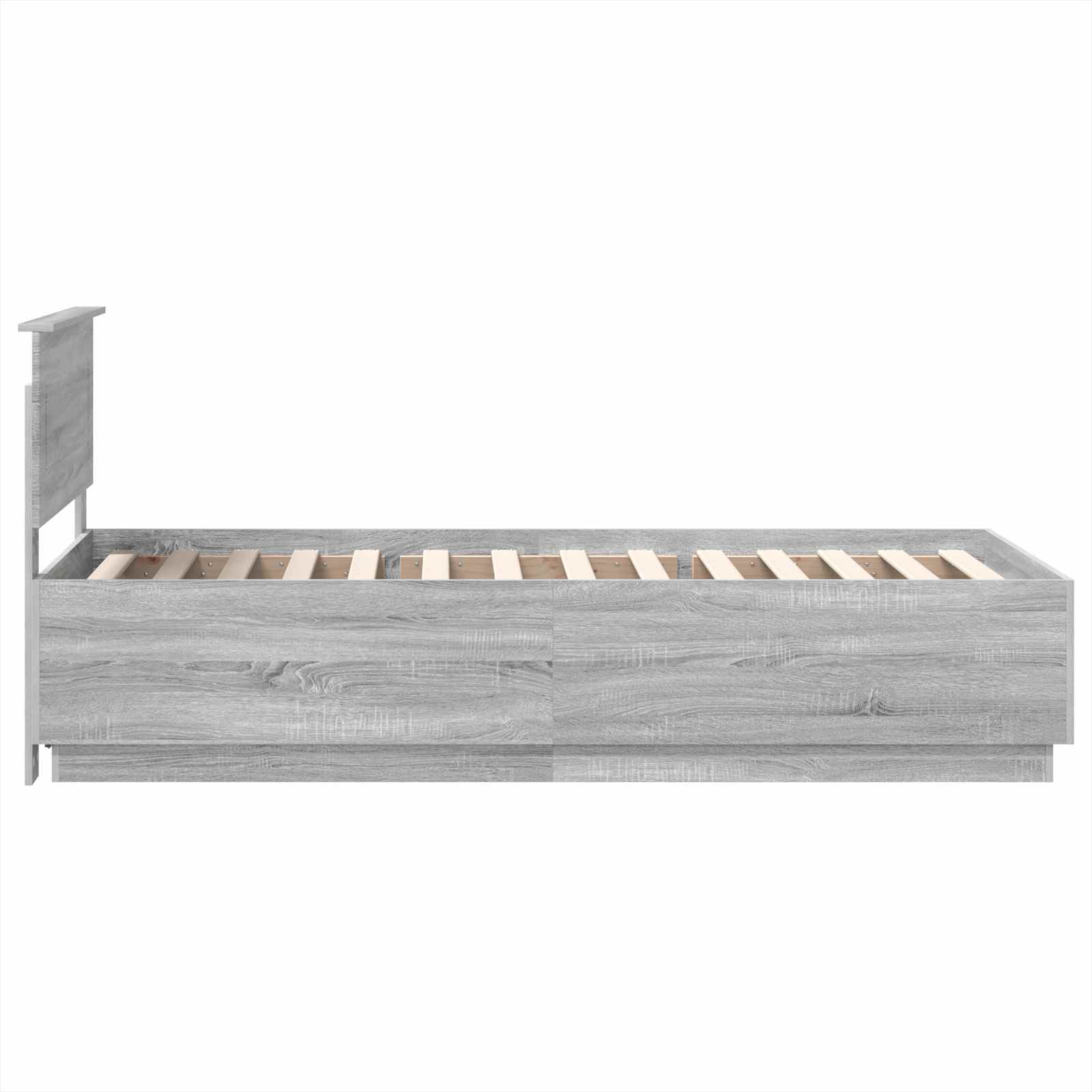 Bedframe met hoofdeinde Grijs Sonoma 70 x 190 cm Bewerkt hout is nu te koop bij PeponiXL, paradijselijk wonen!