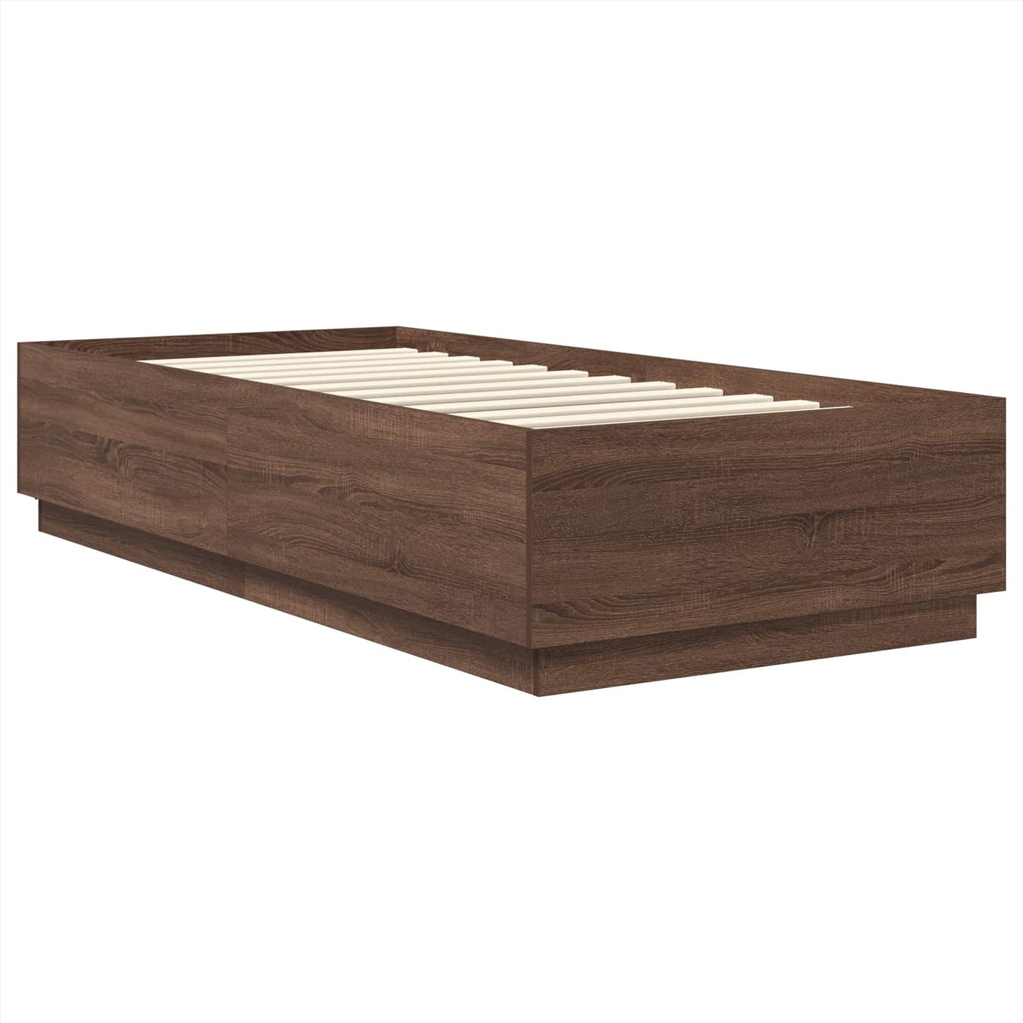Bedframe met hoofdeinde Bruin Eiken 70 x 190 cm Bewerkt hout is nu te koop bij PeponiXL, paradijselijk wonen!