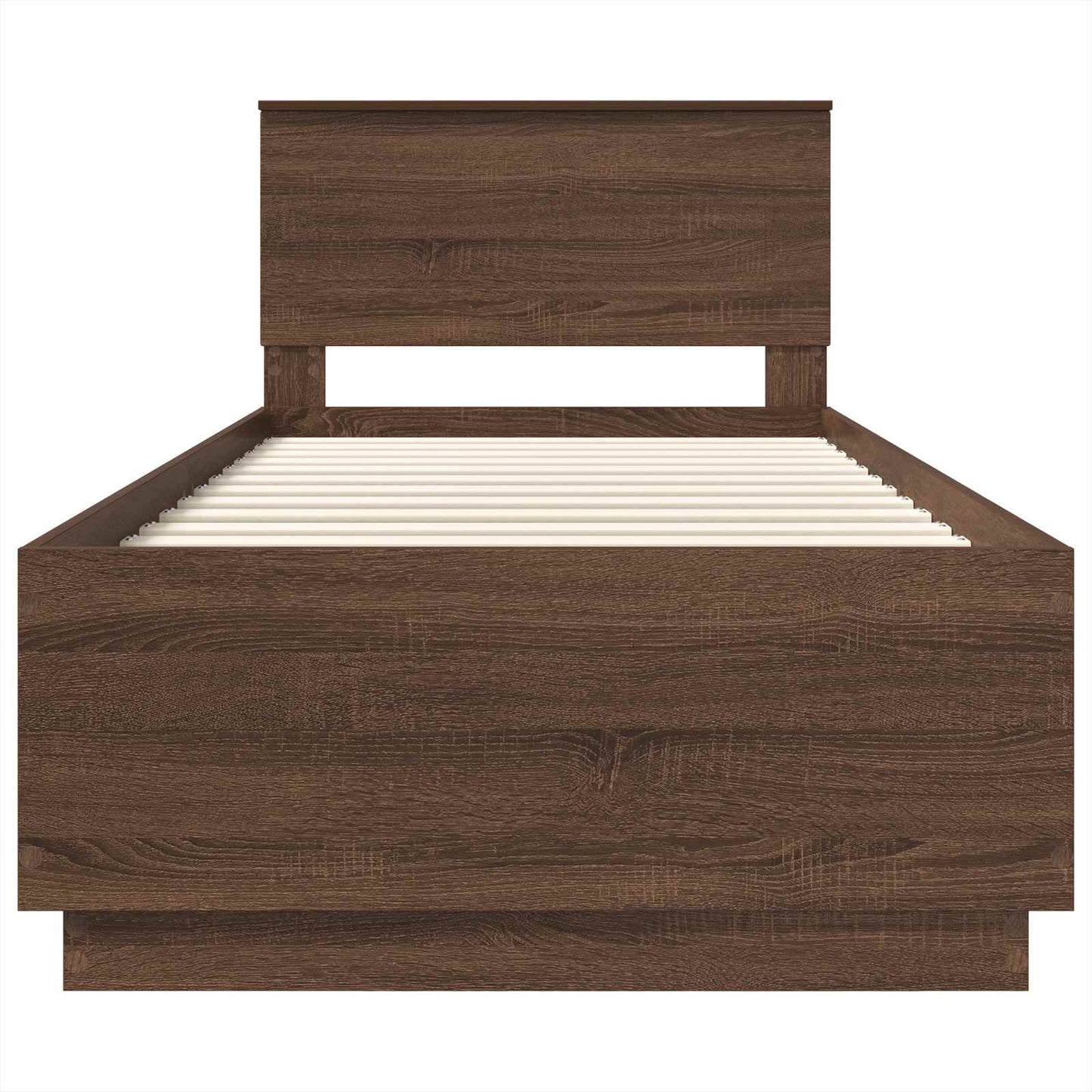 Bedframe met hoofdeinde Bruin Eiken 70 x 190 cm Bewerkt hout is nu te koop bij PeponiXL, paradijselijk wonen!
