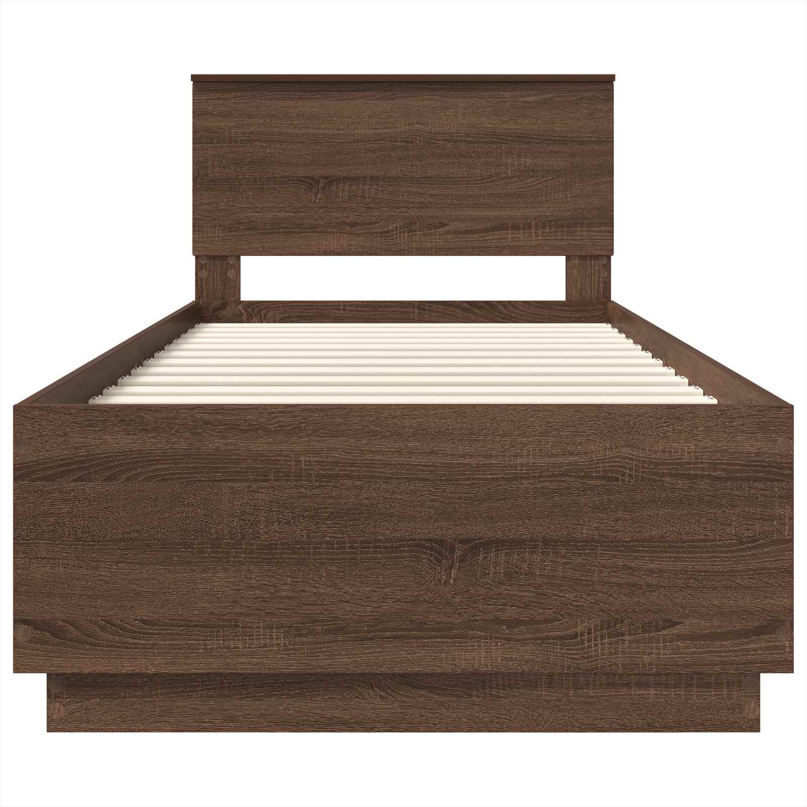 Bedframe met hoofdeinde Bruin Eiken 70 x 190 cm Bewerkt hout is nu te koop bij PeponiXL, paradijselijk wonen!