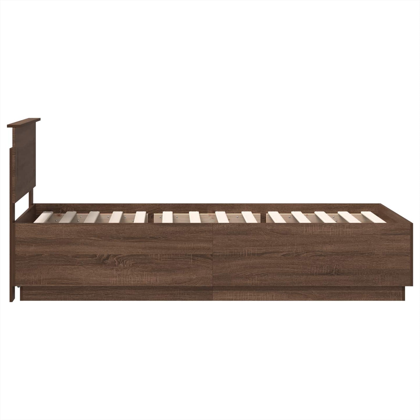 Bedframe met hoofdeinde Bruin Eiken 70 x 190 cm Bewerkt hout is nu te koop bij PeponiXL, paradijselijk wonen!