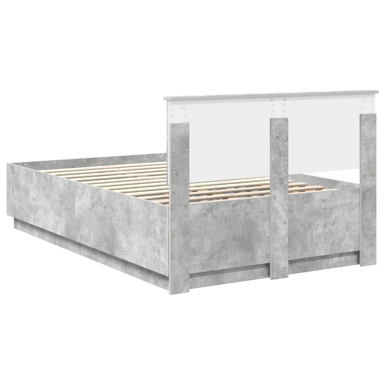 Bedframe met hoofdeinde Betongrijs 120 x 190 cm Bewerkt hout is nu te koop bij PeponiXL, paradijselijk wonen!