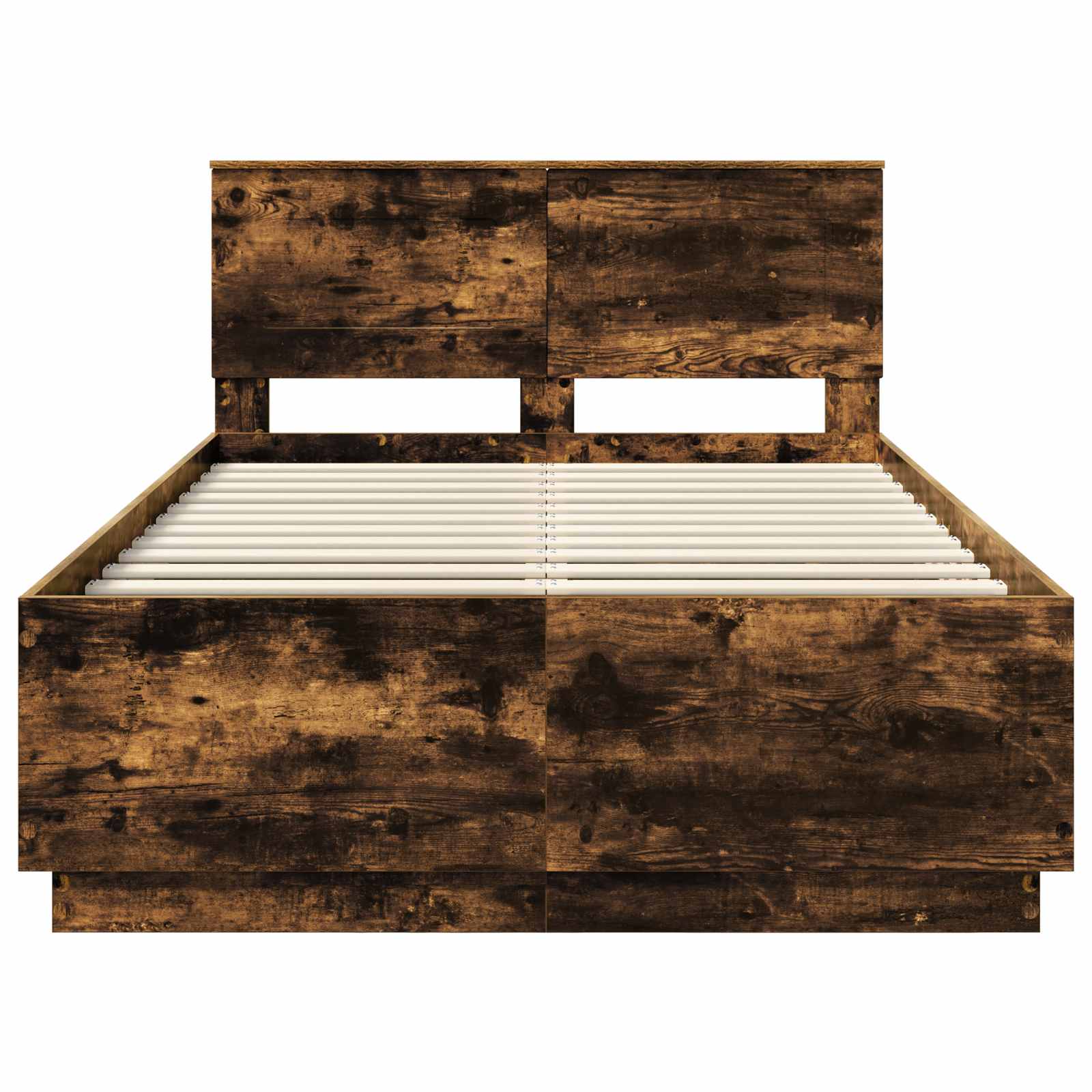 Bedframe met hoofdeinde Gerookt eiken 120 x 190 cm Bewerkt hout is nu te koop bij PeponiXL, paradijselijk wonen!