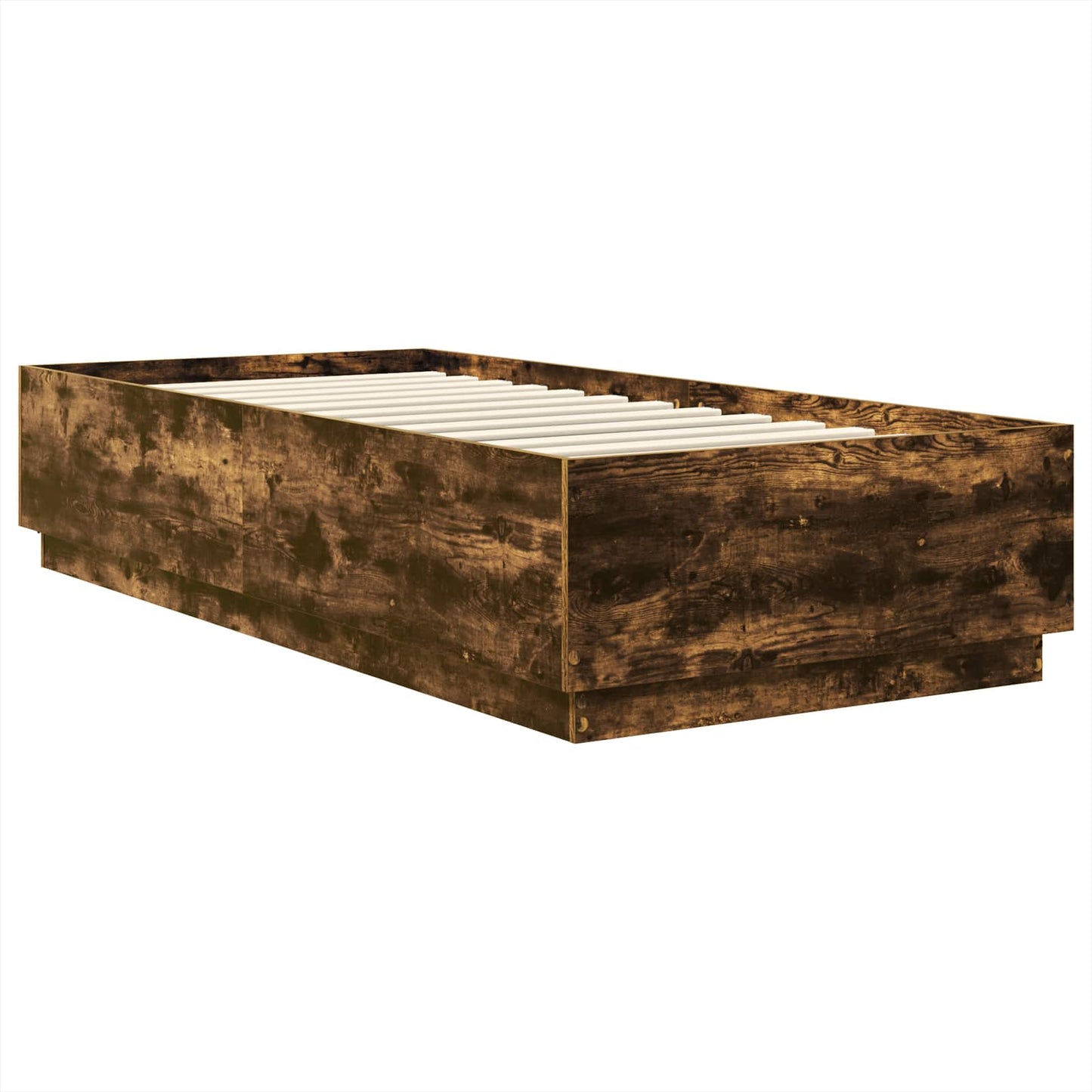 Bedframe met hoofdeinde Gerookt eiken 70 x 190 cm Bewerkt hout is nu te koop bij PeponiXL, paradijselijk wonen!