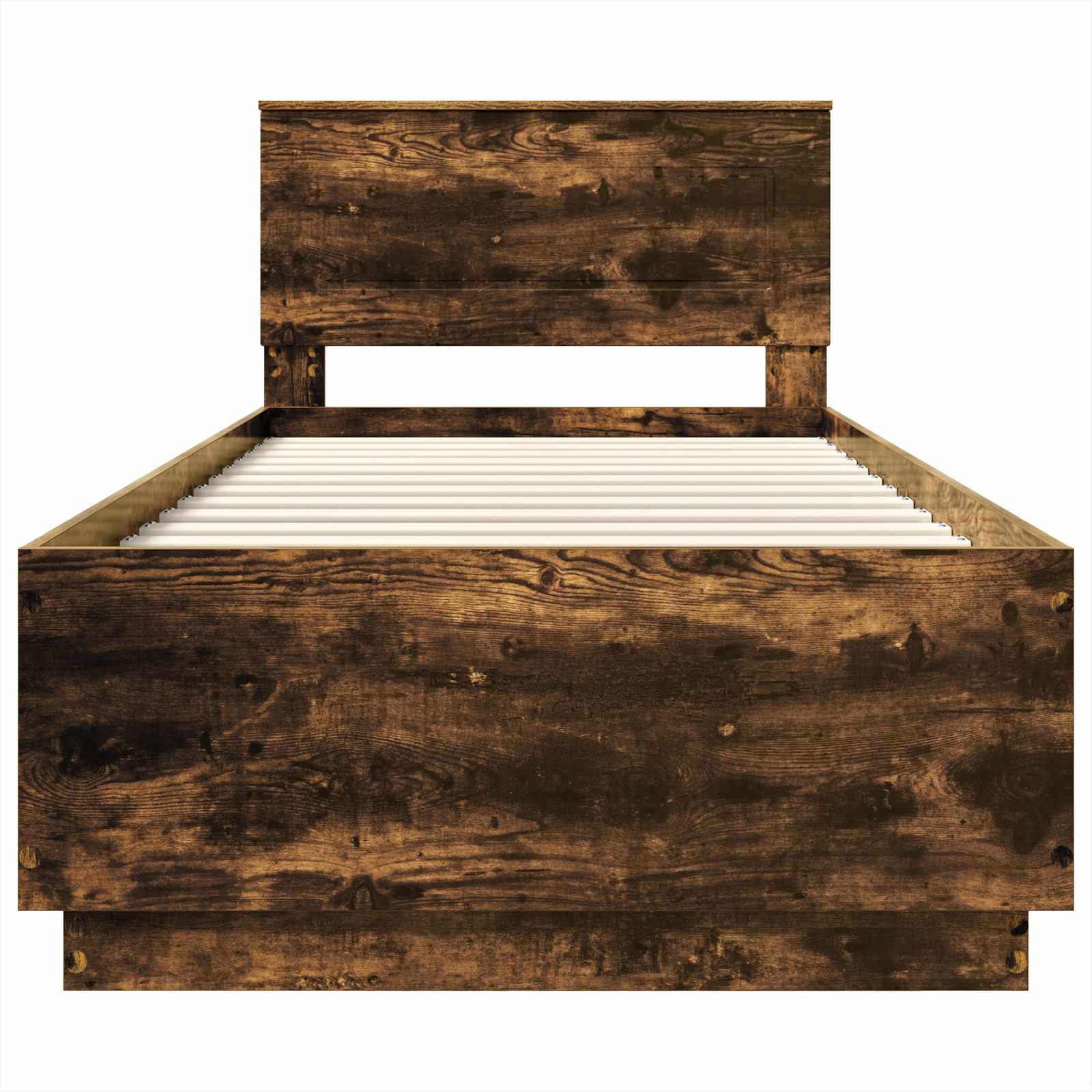 Bedframe met hoofdeinde Gerookt eiken 70 x 190 cm Bewerkt hout is nu te koop bij PeponiXL, paradijselijk wonen!