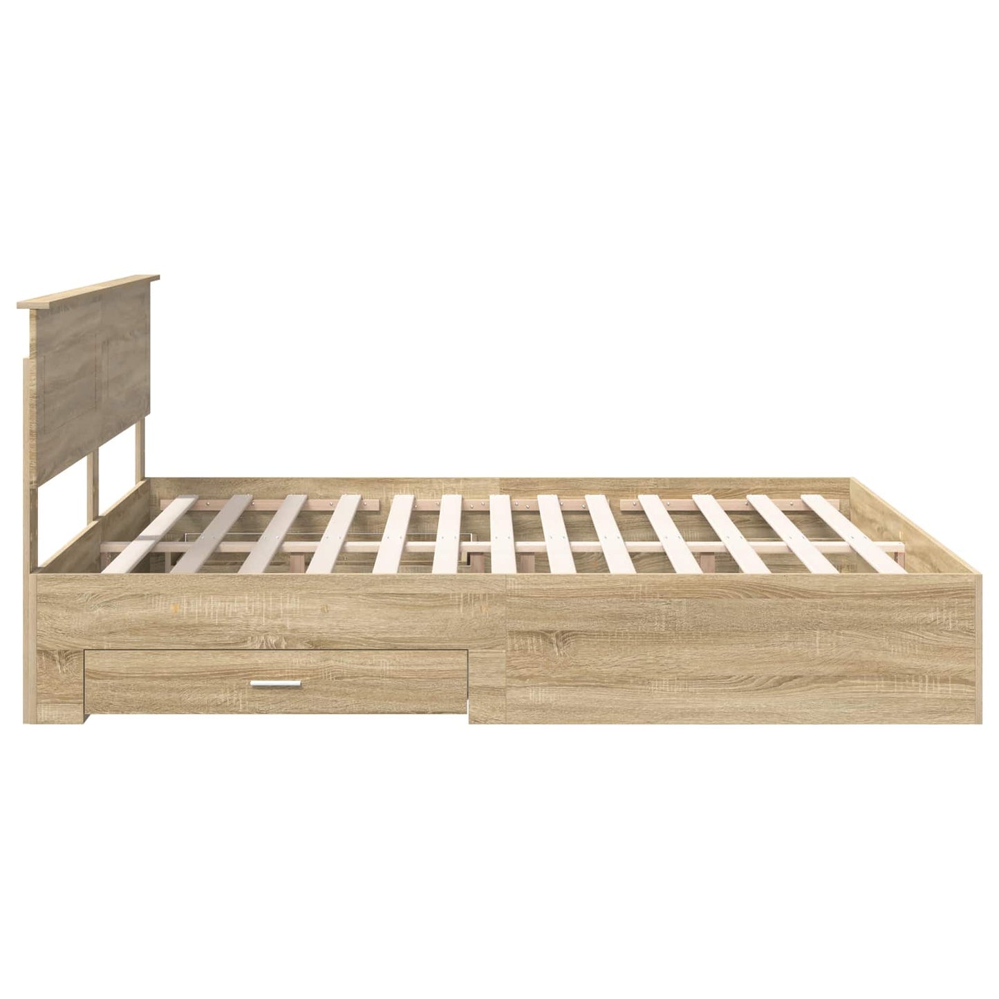 Bedframe met hoofdeinde Sonoma Eiken 200 x 200 cm Bewerkt hout is nu te koop bij PeponiXL, paradijselijk wonen!