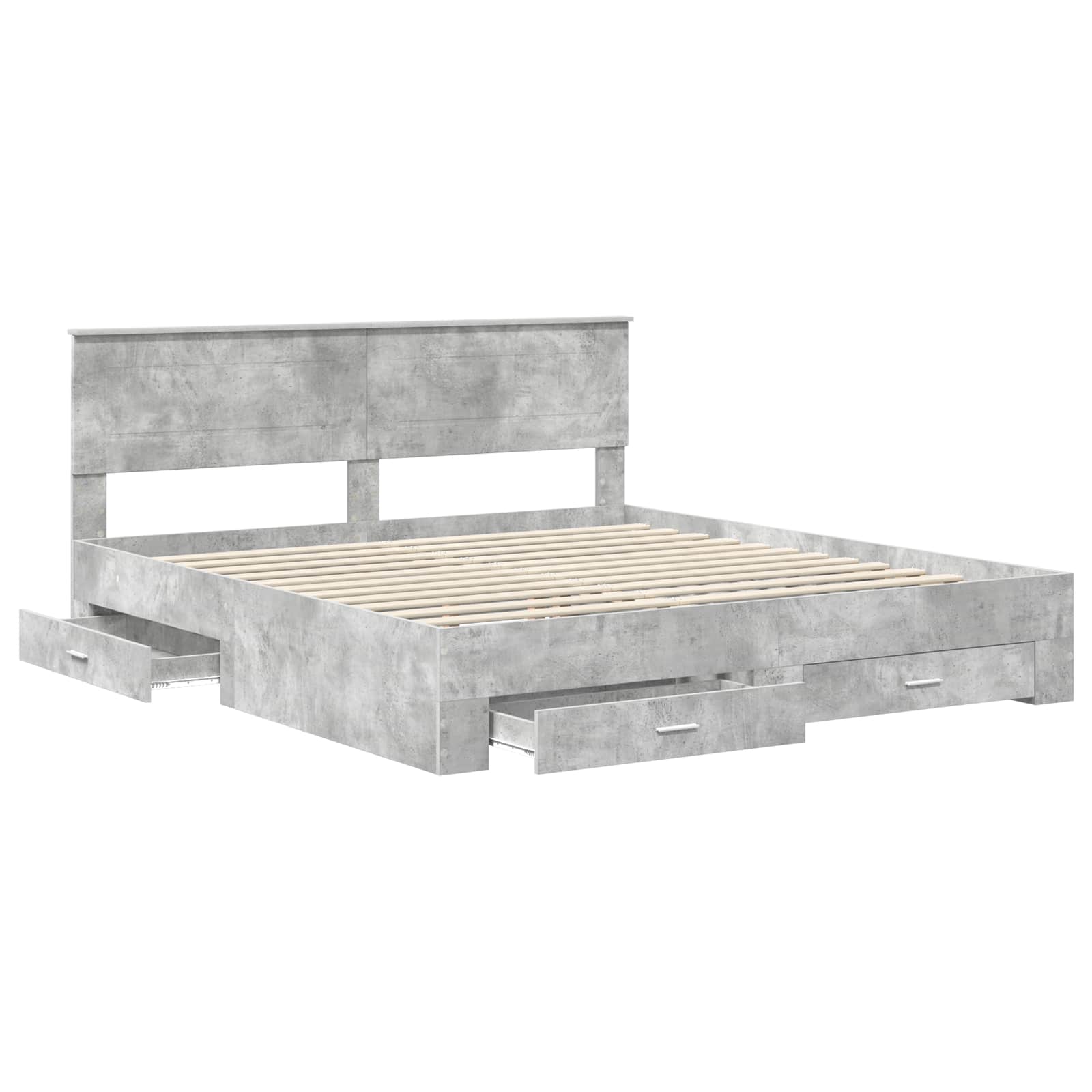 Bedframe met hoofdeinde Beton Grijs 200 x 200 cm Bewerkt hout is nu te koop bij PeponiXL, paradijselijk wonen!
