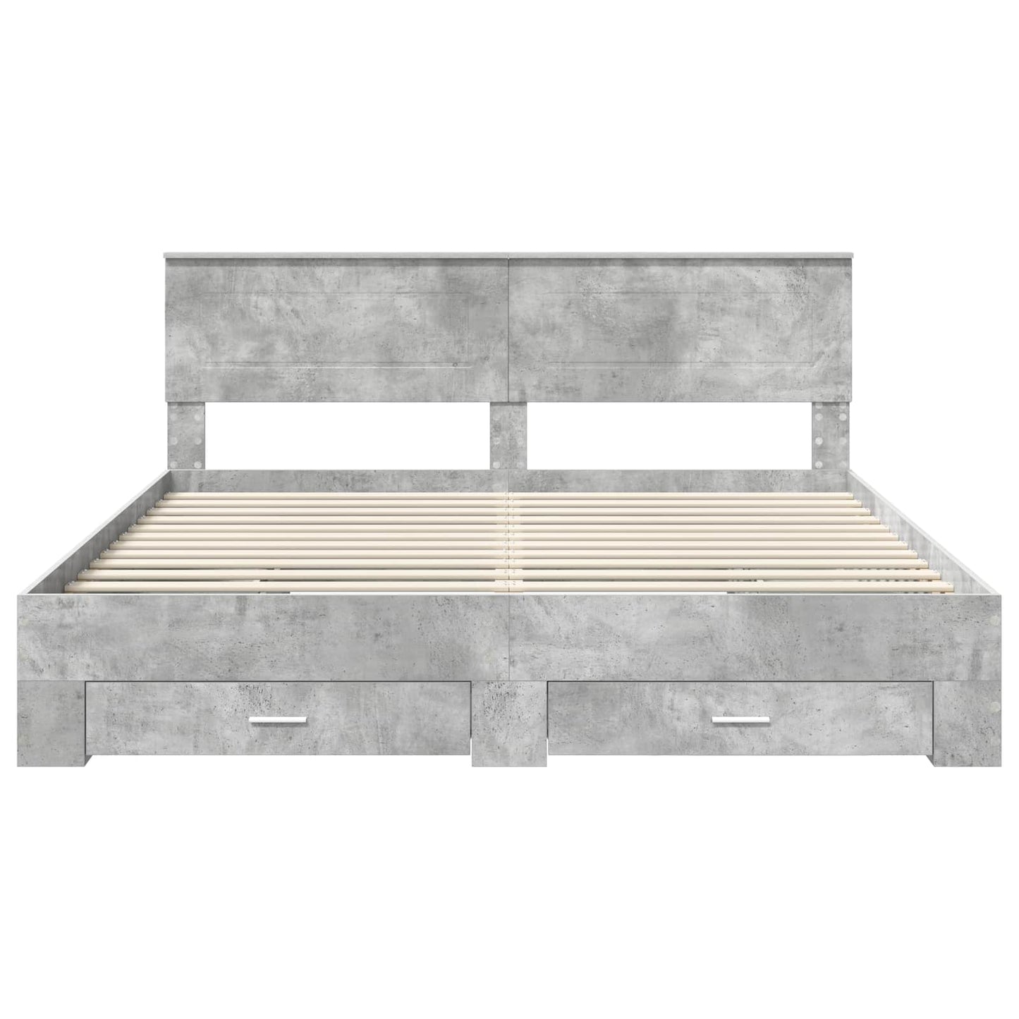 Bedframe met hoofdeinde Beton Grijs 200 x 200 cm Bewerkt hout is nu te koop bij PeponiXL, paradijselijk wonen!