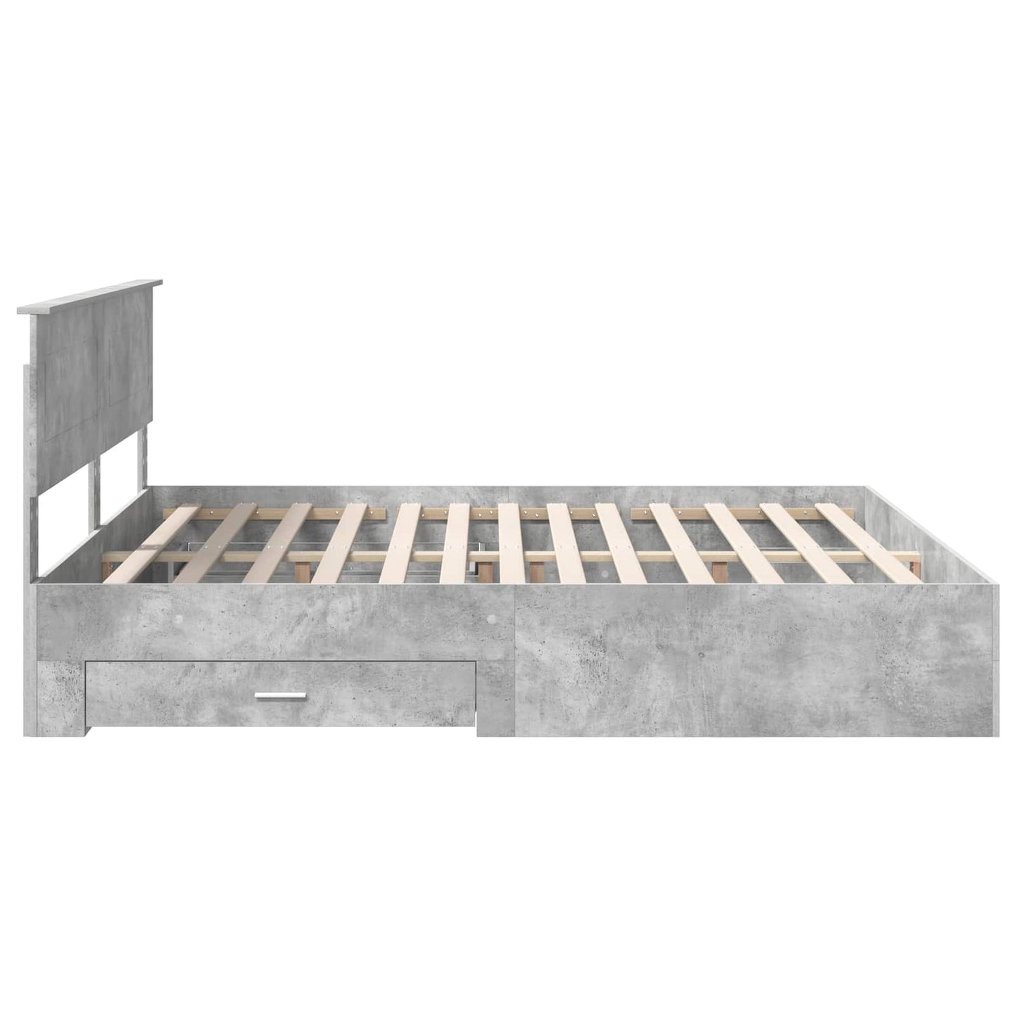 Bedframe met hoofdeinde Beton Grijs 200 x 200 cm Bewerkt hout is nu te koop bij PeponiXL, paradijselijk wonen!
