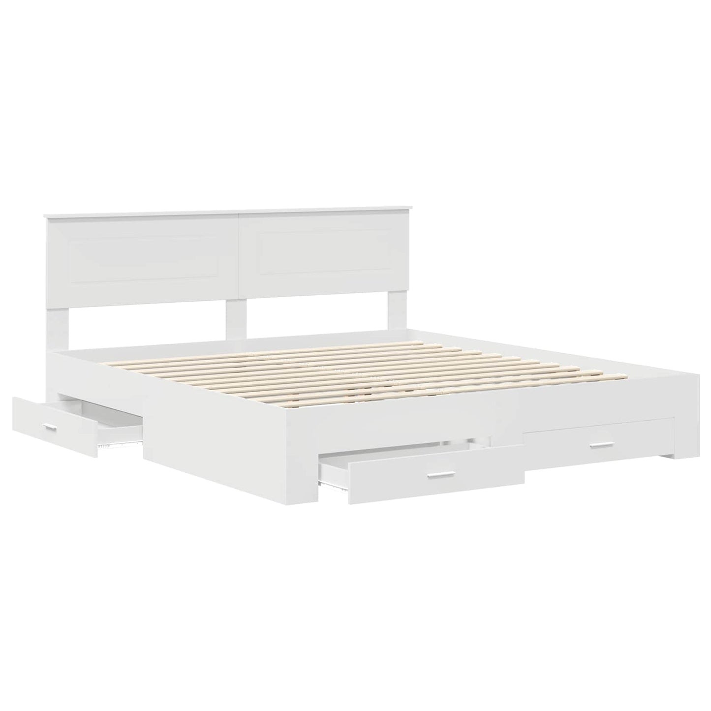 Bedframe met hoofdeinde met lade Wit 180 x 200 cm Bewerkt hout is nu te koop bij PeponiXL, paradijselijk wonen!