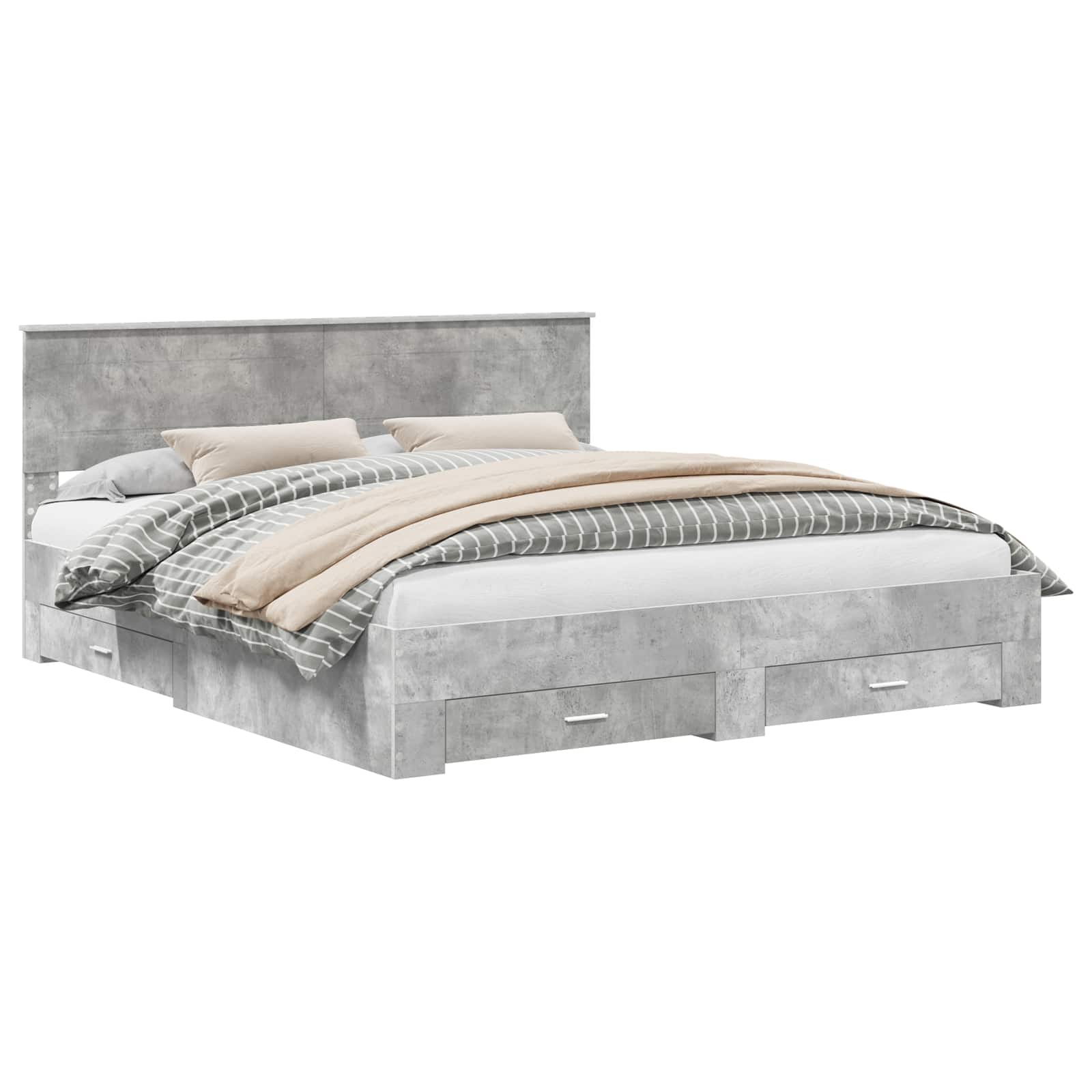 Bedframe met hoofdeinde Beton Grijs 180 x 200 cm Bewerkt hout is nu te koop bij PeponiXL, paradijselijk wonen!