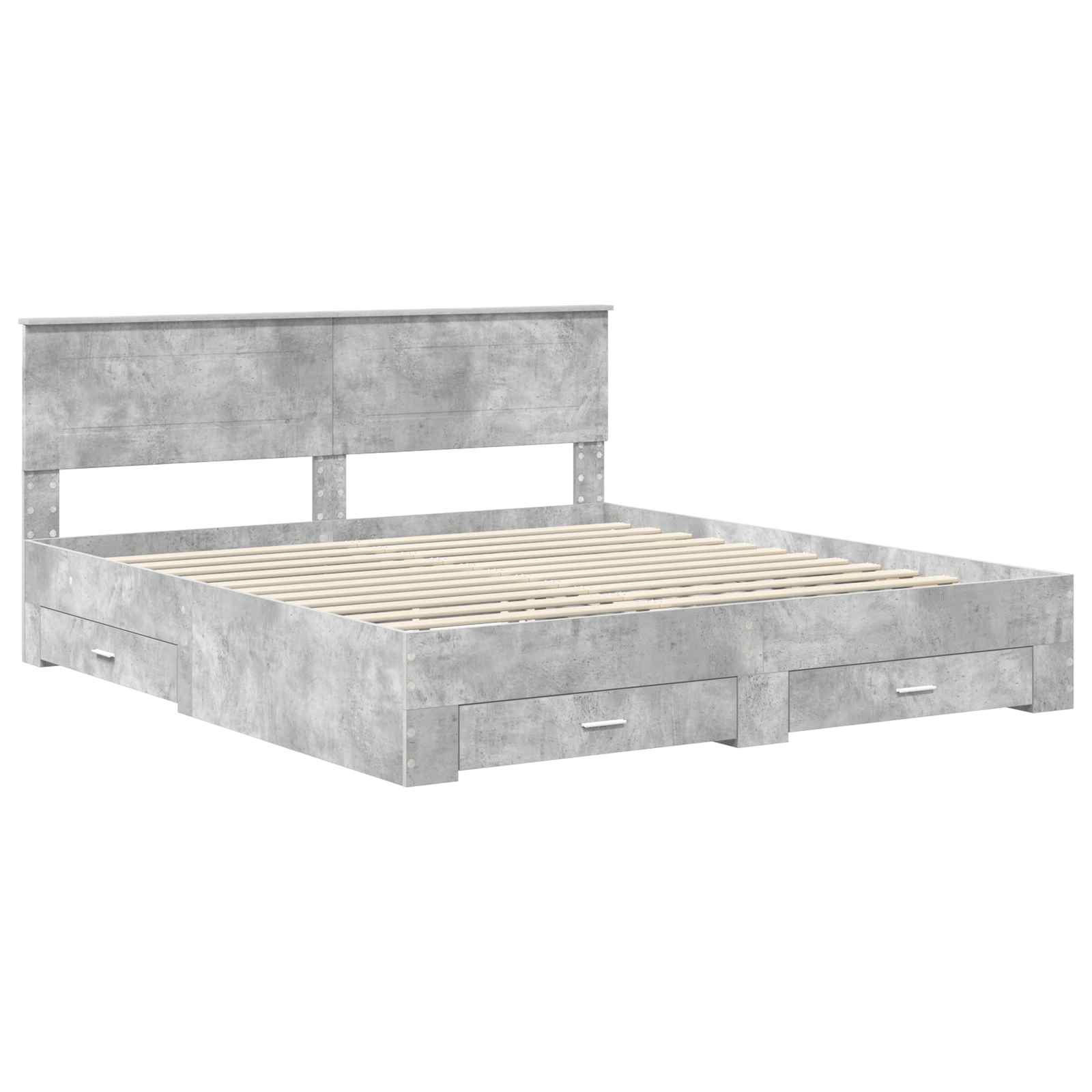 Bedframe met hoofdeinde Beton Grijs 180 x 200 cm Bewerkt hout is nu te koop bij PeponiXL, paradijselijk wonen!