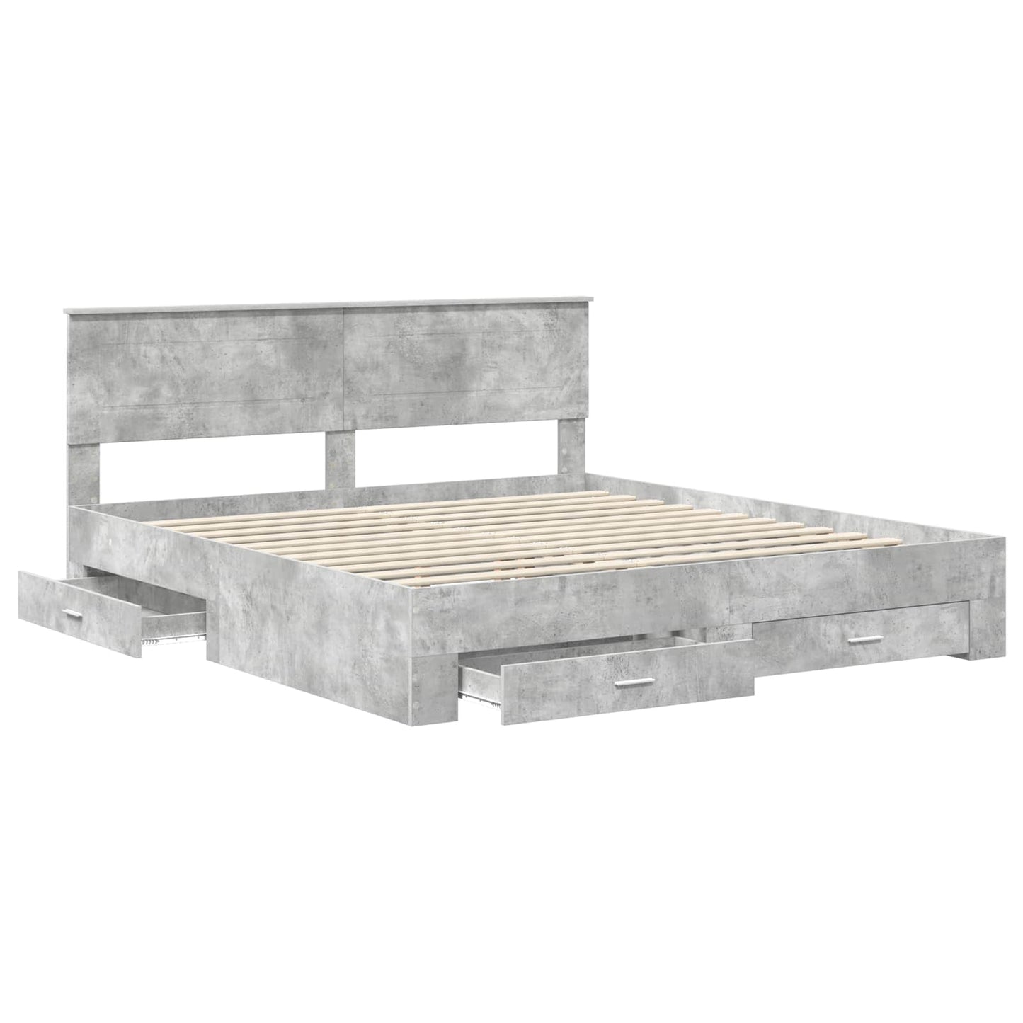 Bedframe met hoofdeinde Beton Grijs 180 x 200 cm Bewerkt hout is nu te koop bij PeponiXL, paradijselijk wonen!