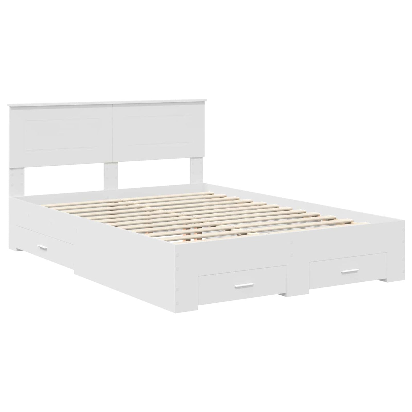 Bedframe met hoofdeinde met lade Wit 160 x 200 cm Bewerkt hout is nu te koop bij PeponiXL, paradijselijk wonen!
