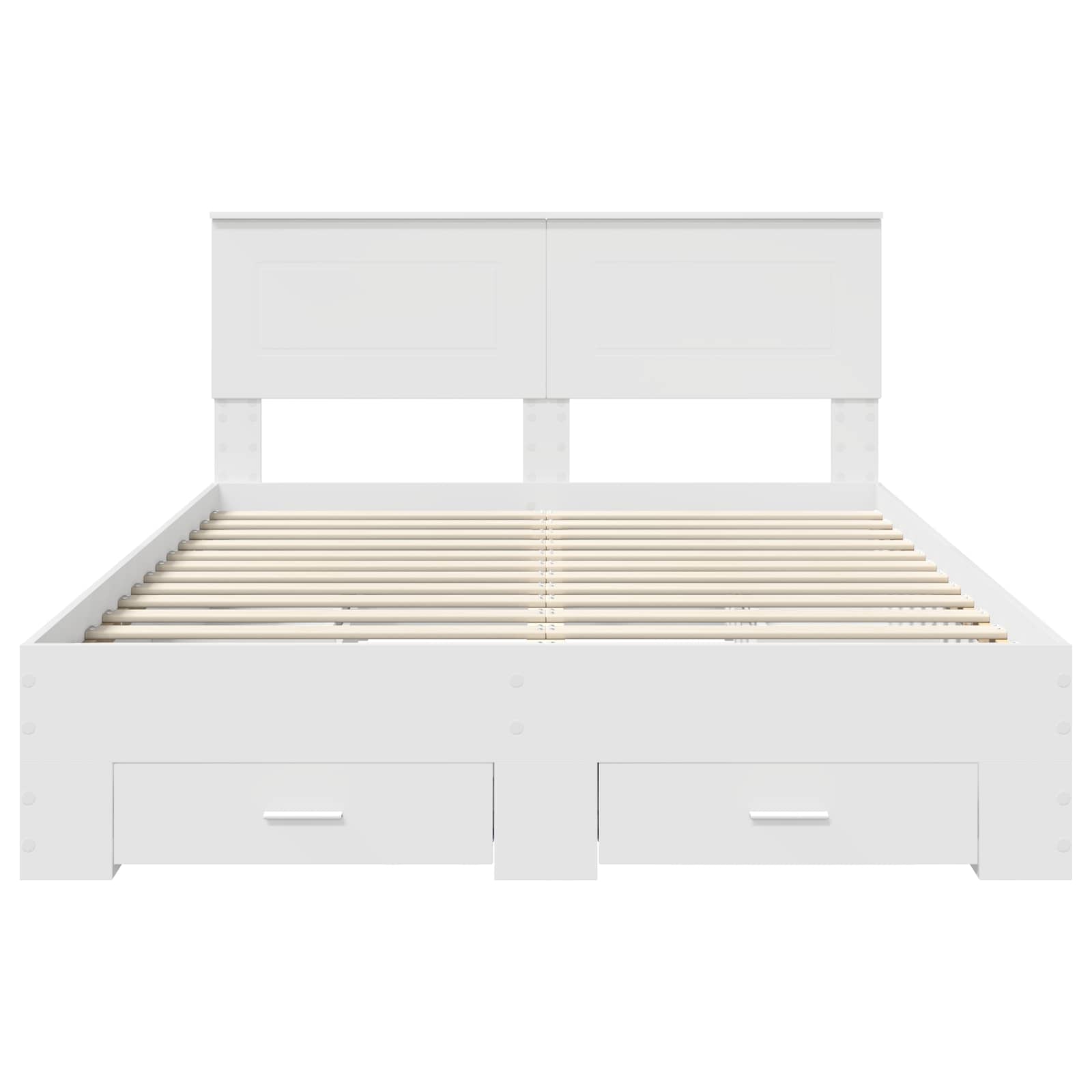 Bedframe met hoofdeinde met lade Wit 160 x 200 cm Bewerkt hout is nu te koop bij PeponiXL, paradijselijk wonen!