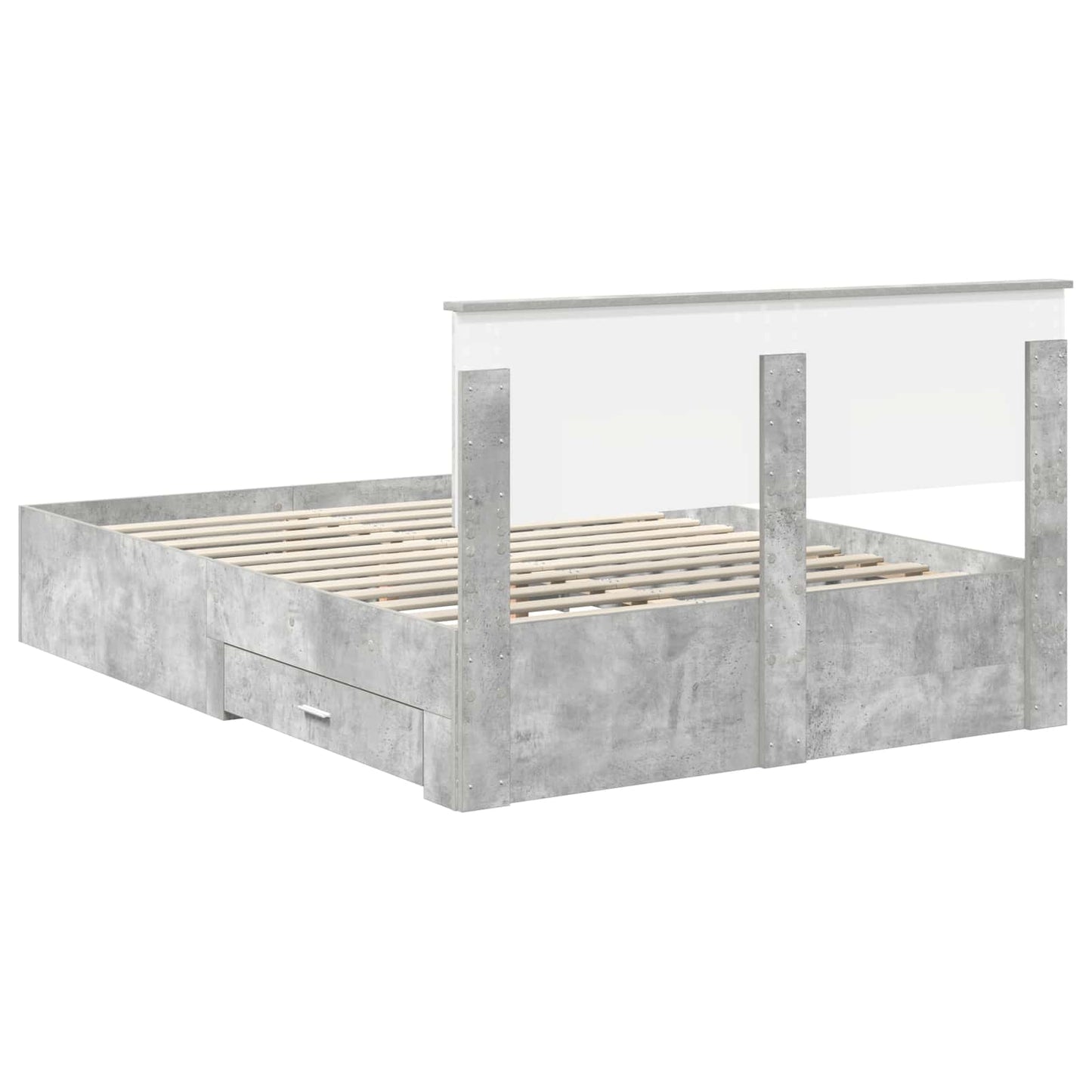 Bedframe met hoofdeinde Beton Grijs 150 x 200 cm Bewerkt hout is nu te koop bij PeponiXL, paradijselijk wonen!