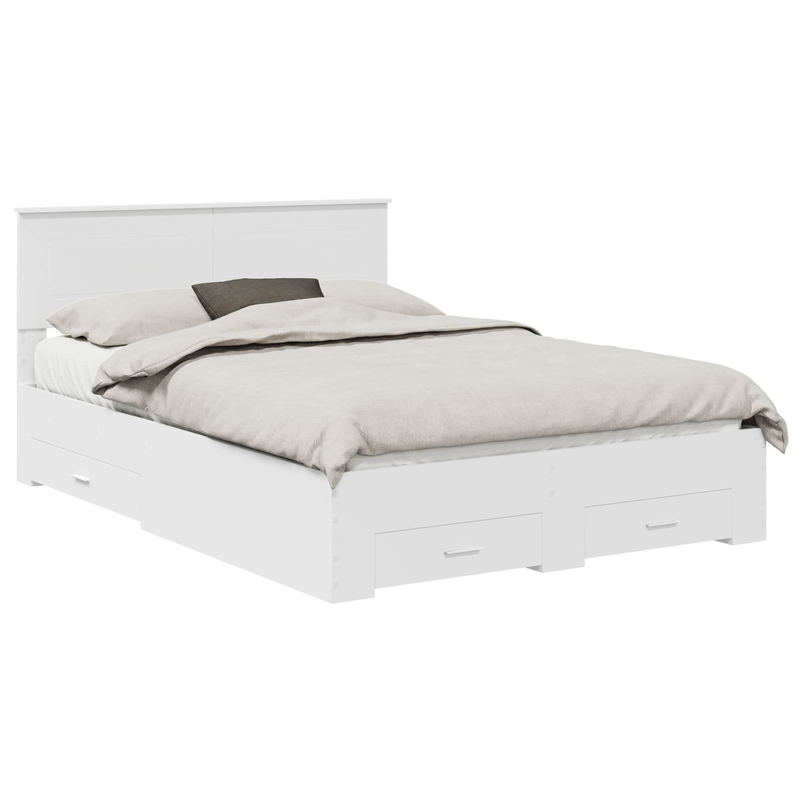 Bedframe met hoofdeinde met lade Wit 140 x 190 cm Bewerkt hout is nu te koop bij PeponiXL, paradijselijk wonen!