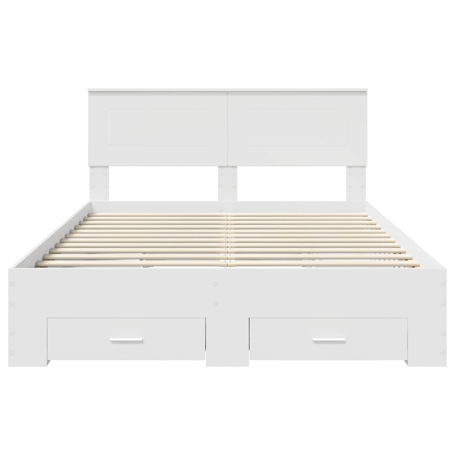 Bedframe met hoofdeinde met lade Wit 140 x 190 cm Bewerkt hout is nu te koop bij PeponiXL, paradijselijk wonen!