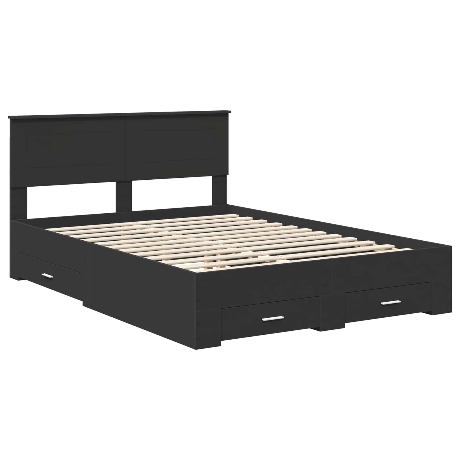 Bedframe met hoofdeinde Zwart 140 x 190 cm Bewerkt hout is nu te koop bij PeponiXL, paradijselijk wonen!