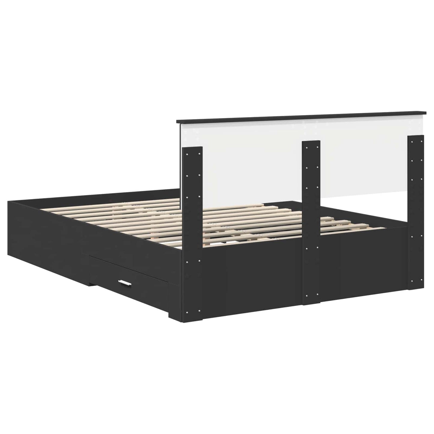 Bedframe met hoofdeinde Zwart 140 x 190 cm Bewerkt hout is nu te koop bij PeponiXL, paradijselijk wonen!