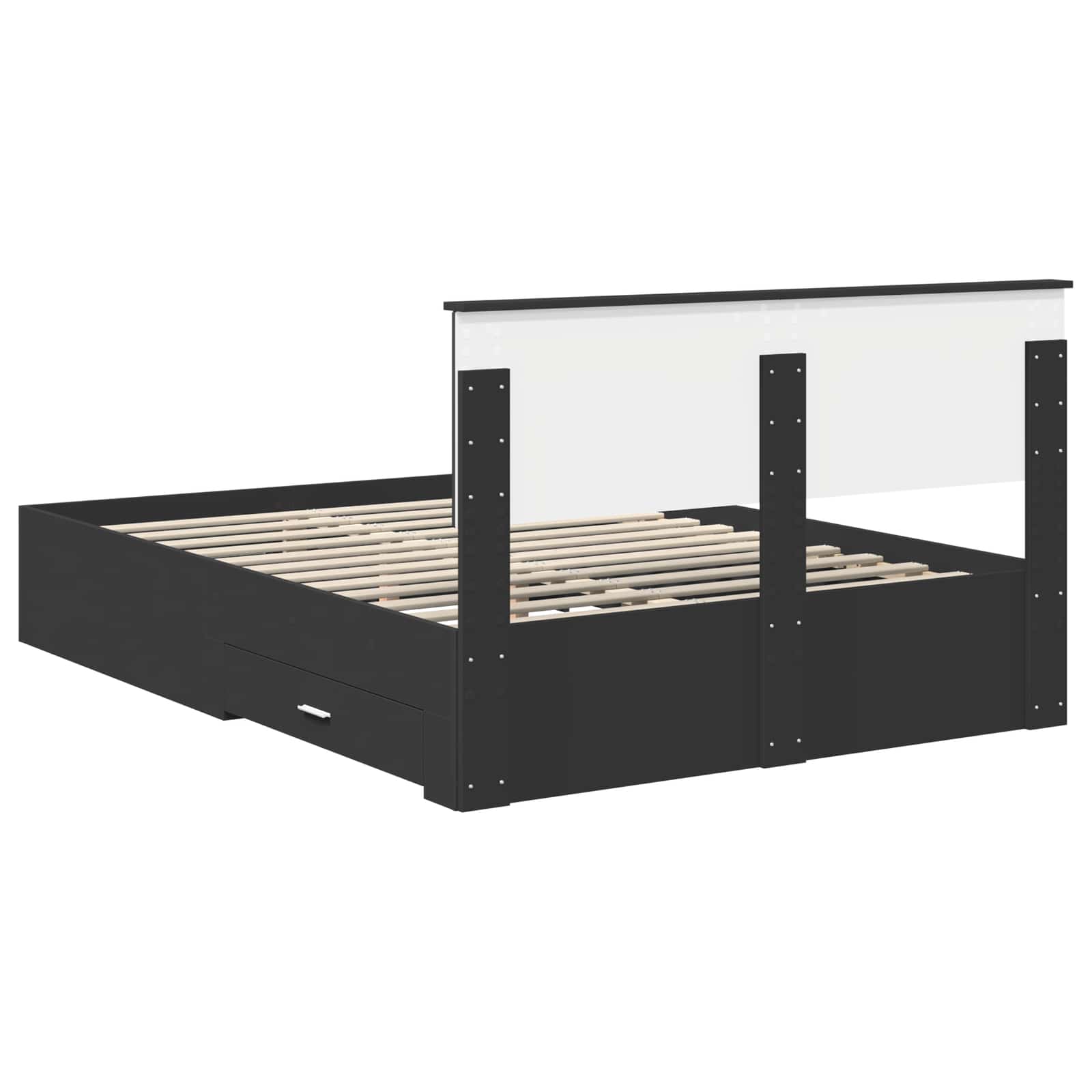 Bedframe met hoofdeinde Zwart 140 x 190 cm Bewerkt hout is nu te koop bij PeponiXL, paradijselijk wonen!