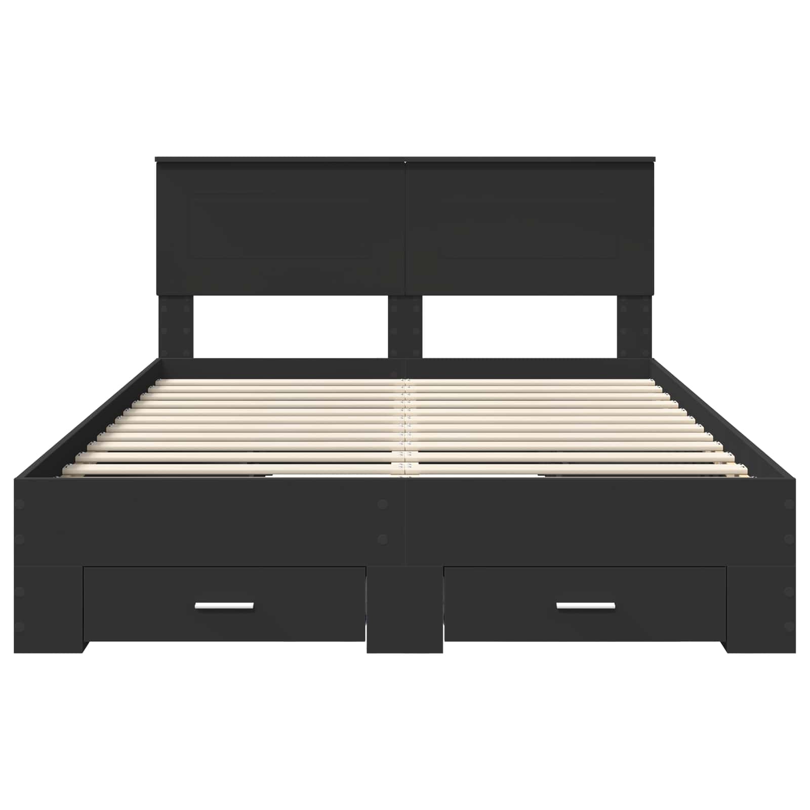Bedframe met hoofdeinde Zwart 140 x 190 cm Bewerkt hout is nu te koop bij PeponiXL, paradijselijk wonen!