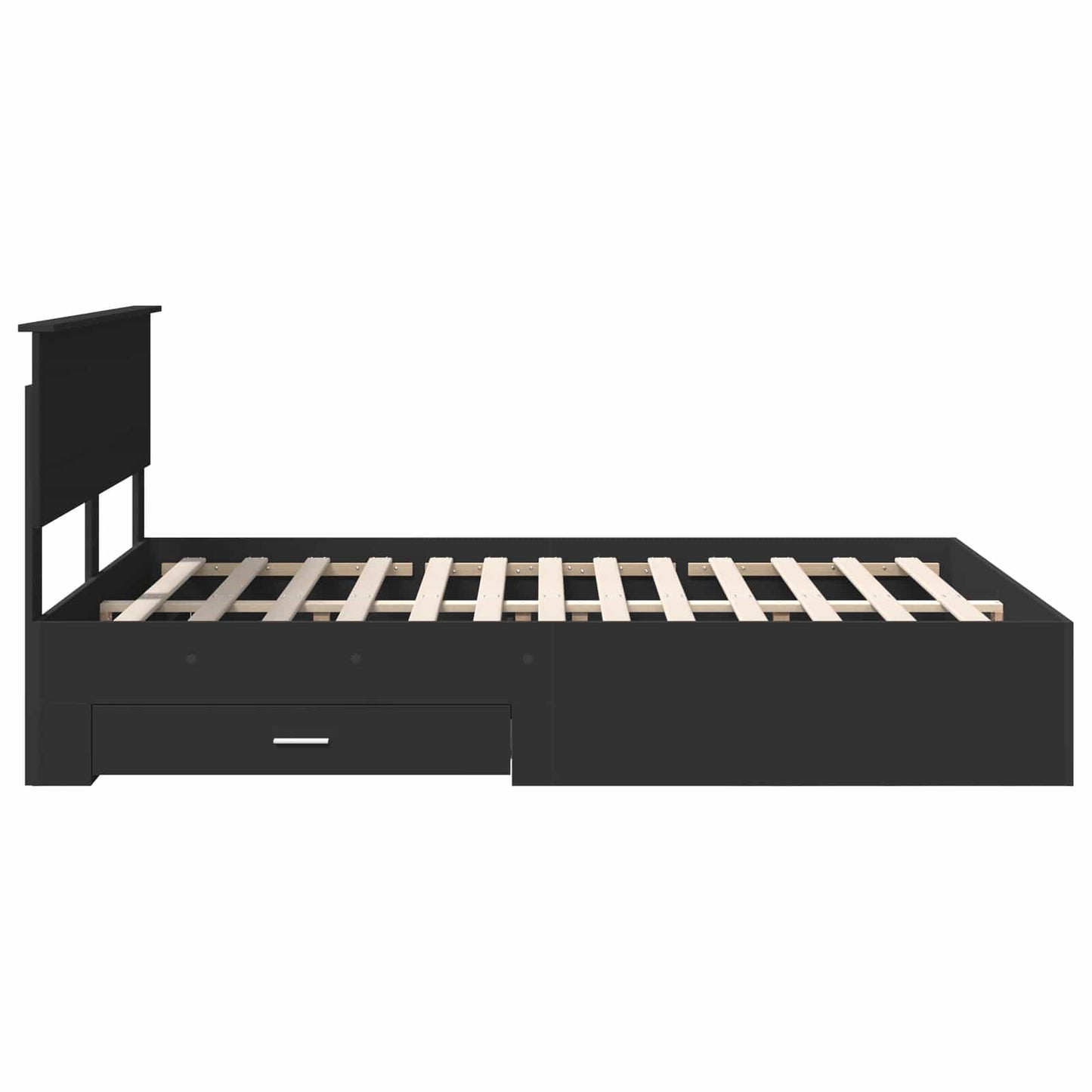 Bedframe met hoofdeinde Zwart 140 x 190 cm Bewerkt hout is nu te koop bij PeponiXL, paradijselijk wonen!