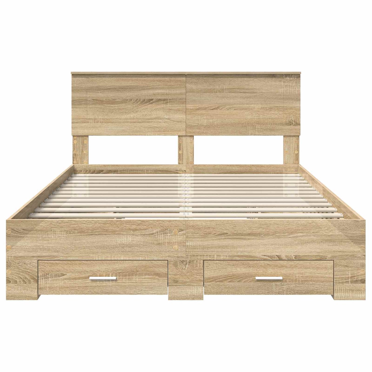Bedframe met hoofdeinde Sonoma Eiken 140 x 190 cm Bewerkt hout is nu te koop bij PeponiXL, paradijselijk wonen!