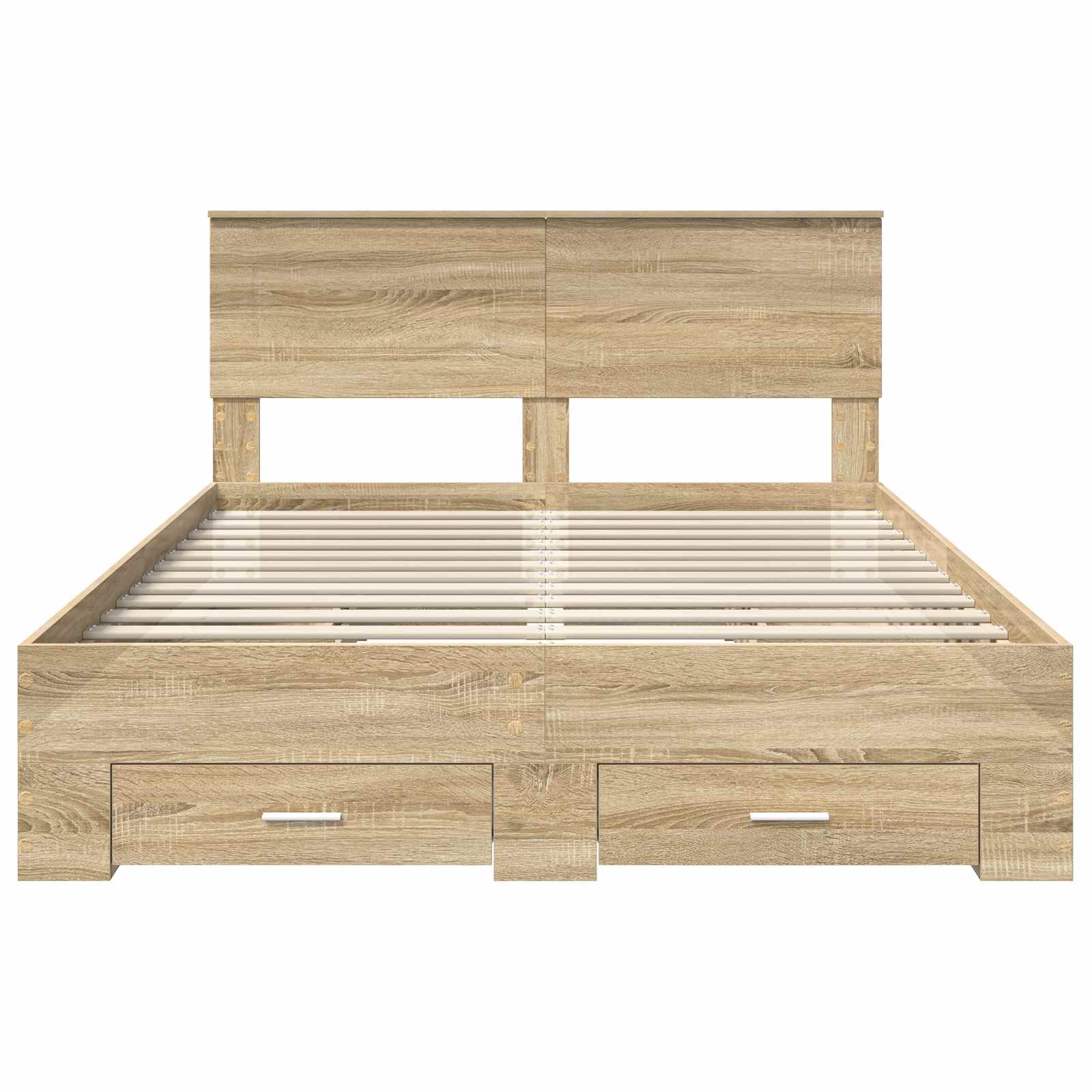 Bedframe met hoofdeinde Sonoma Eiken 140 x 190 cm Bewerkt hout is nu te koop bij PeponiXL, paradijselijk wonen!