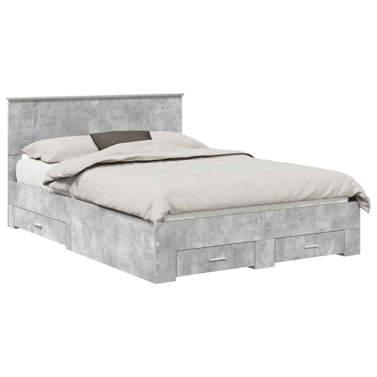 Bedframe met hoofdeinde Beton Grijs 140 x 190 cm Bewerkt hout is nu te koop bij PeponiXL, paradijselijk wonen!