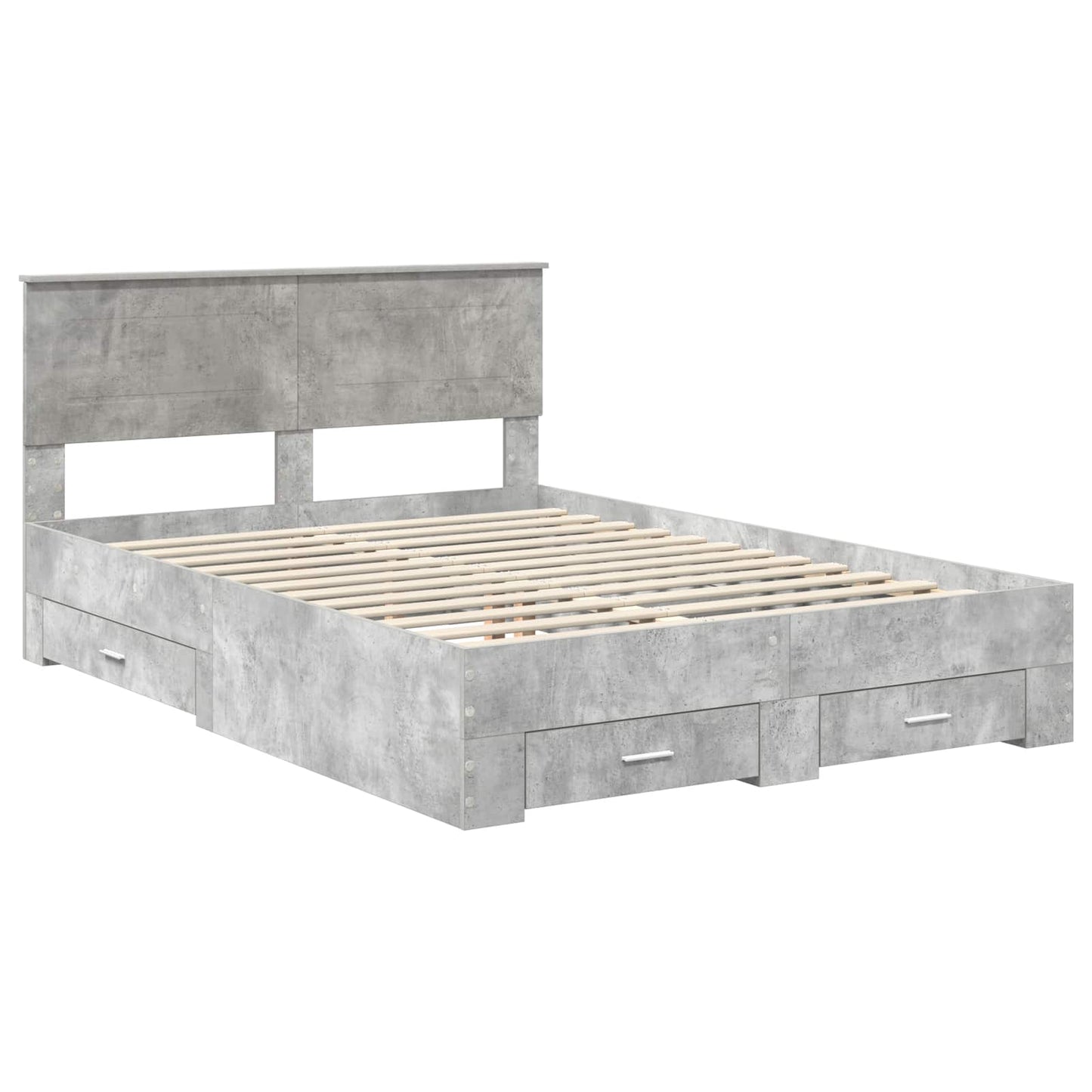 Bedframe met hoofdeinde Beton Grijs 140 x 190 cm Bewerkt hout is nu te koop bij PeponiXL, paradijselijk wonen!