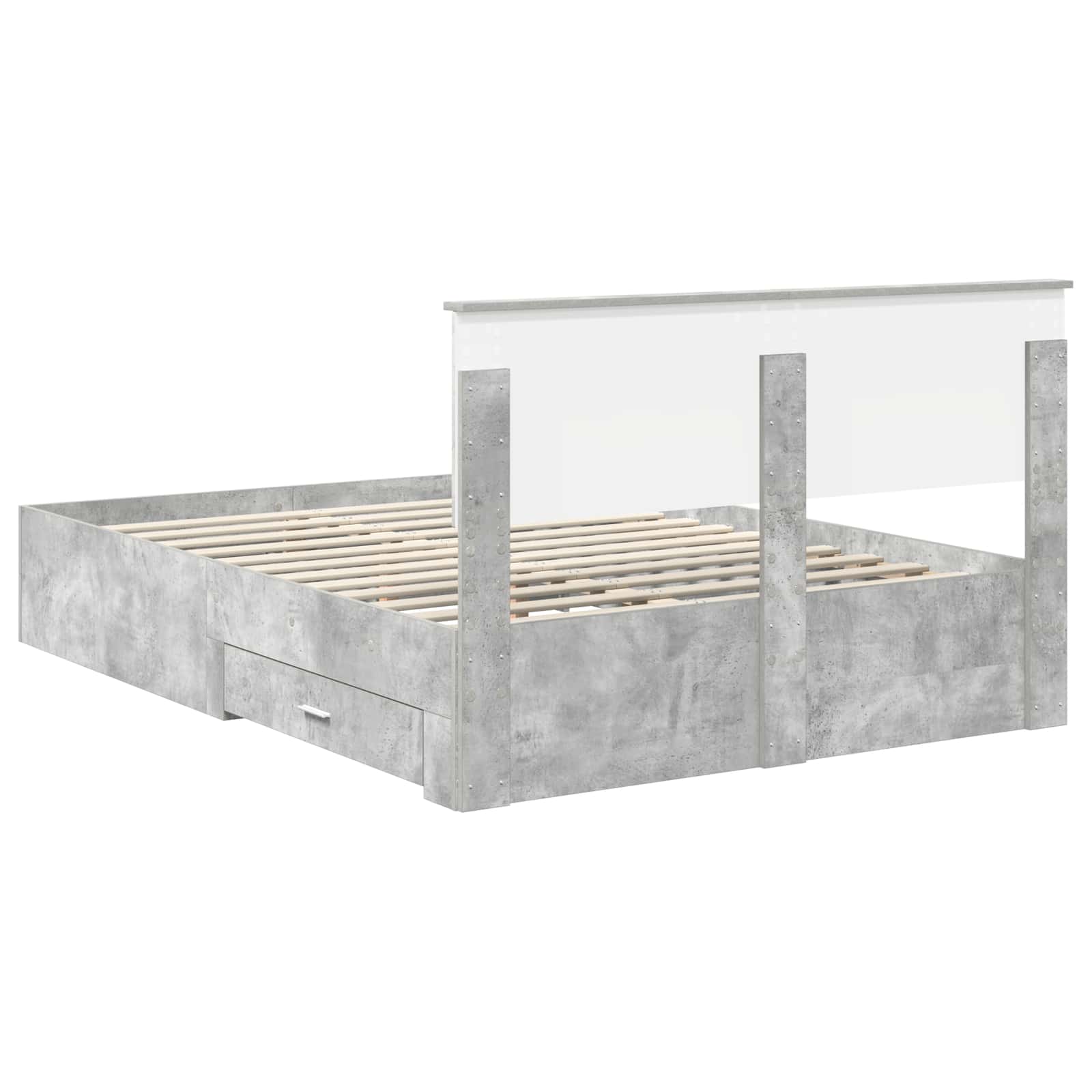 Bedframe met hoofdeinde Beton Grijs 140 x 190 cm Bewerkt hout is nu te koop bij PeponiXL, paradijselijk wonen!
