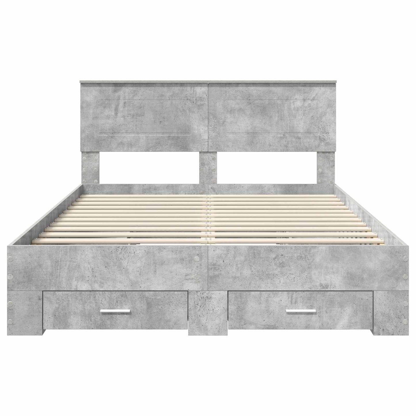 Bedframe met hoofdeinde Beton Grijs 140 x 190 cm Bewerkt hout is nu te koop bij PeponiXL, paradijselijk wonen!