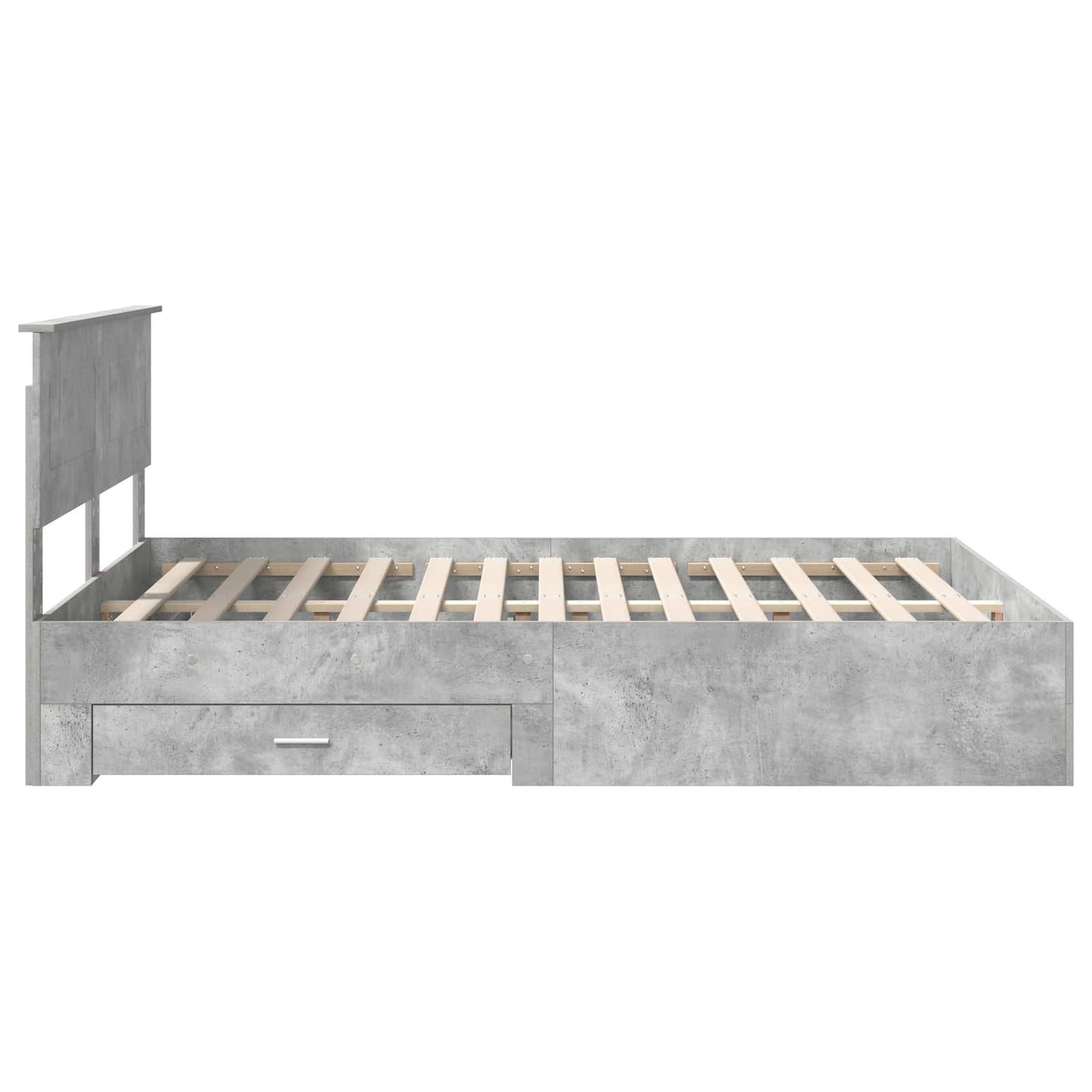 Bedframe met hoofdeinde Beton Grijs 140 x 190 cm Bewerkt hout is nu te koop bij PeponiXL, paradijselijk wonen!