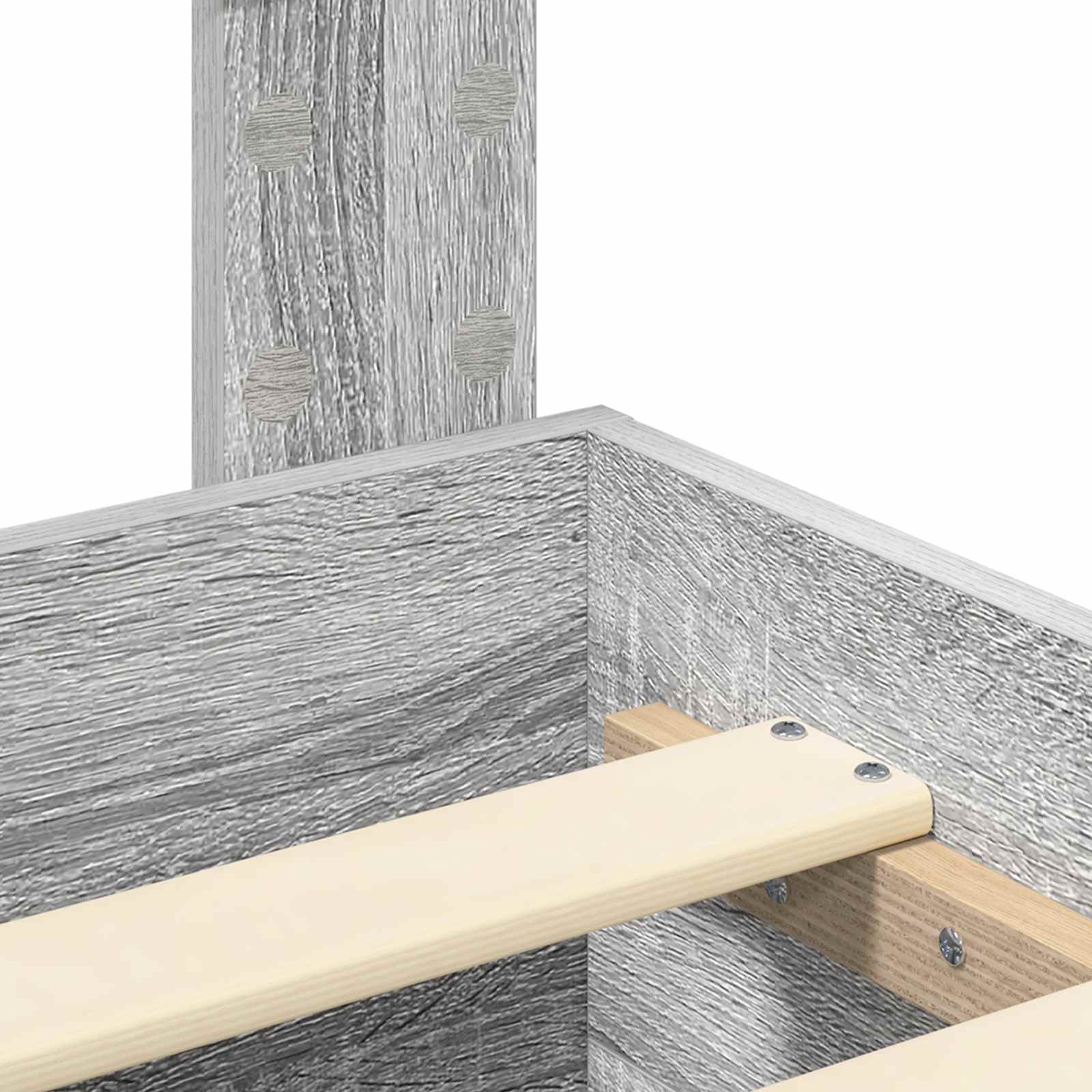 Bedframe met hoofdeinde Grijs Sonoma 140 x 190 cm Bewerkt hout is nu te koop bij PeponiXL, paradijselijk wonen!