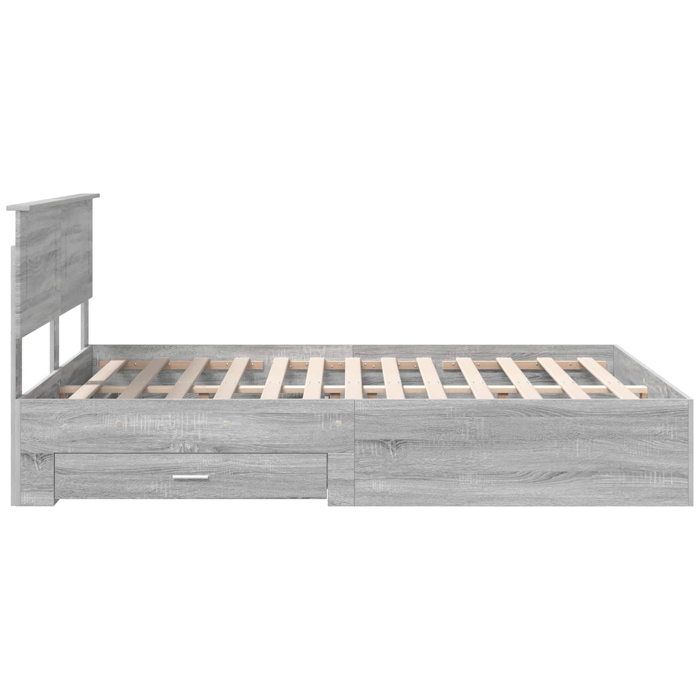 Bedframe met hoofdeinde Grijs Sonoma 140 x 190 cm Bewerkt hout is nu te koop bij PeponiXL, paradijselijk wonen!