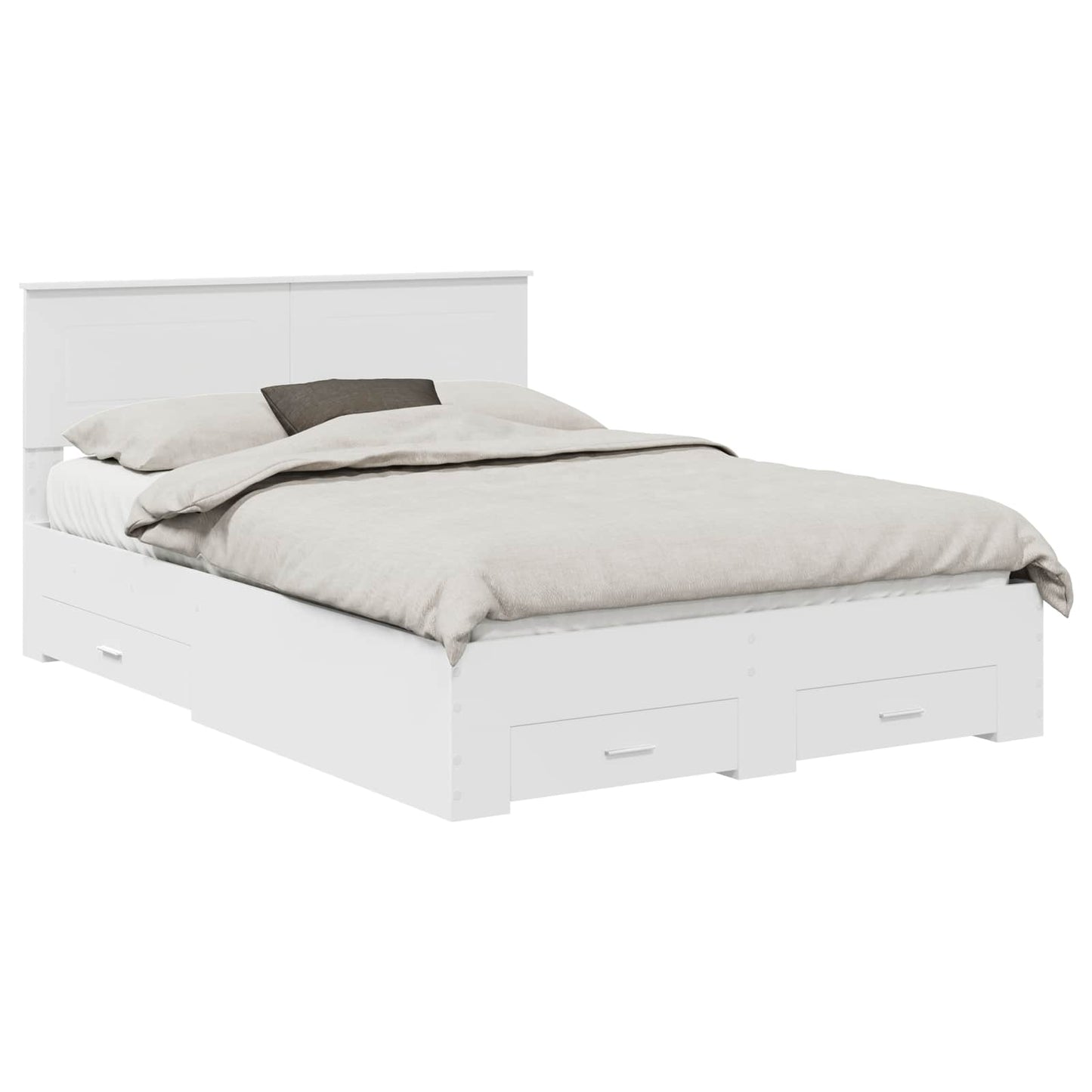 Bedframe met hoofdeinde met lade Wit 140 x 200 cm Bewerkt hout is nu te koop bij PeponiXL, paradijselijk wonen!