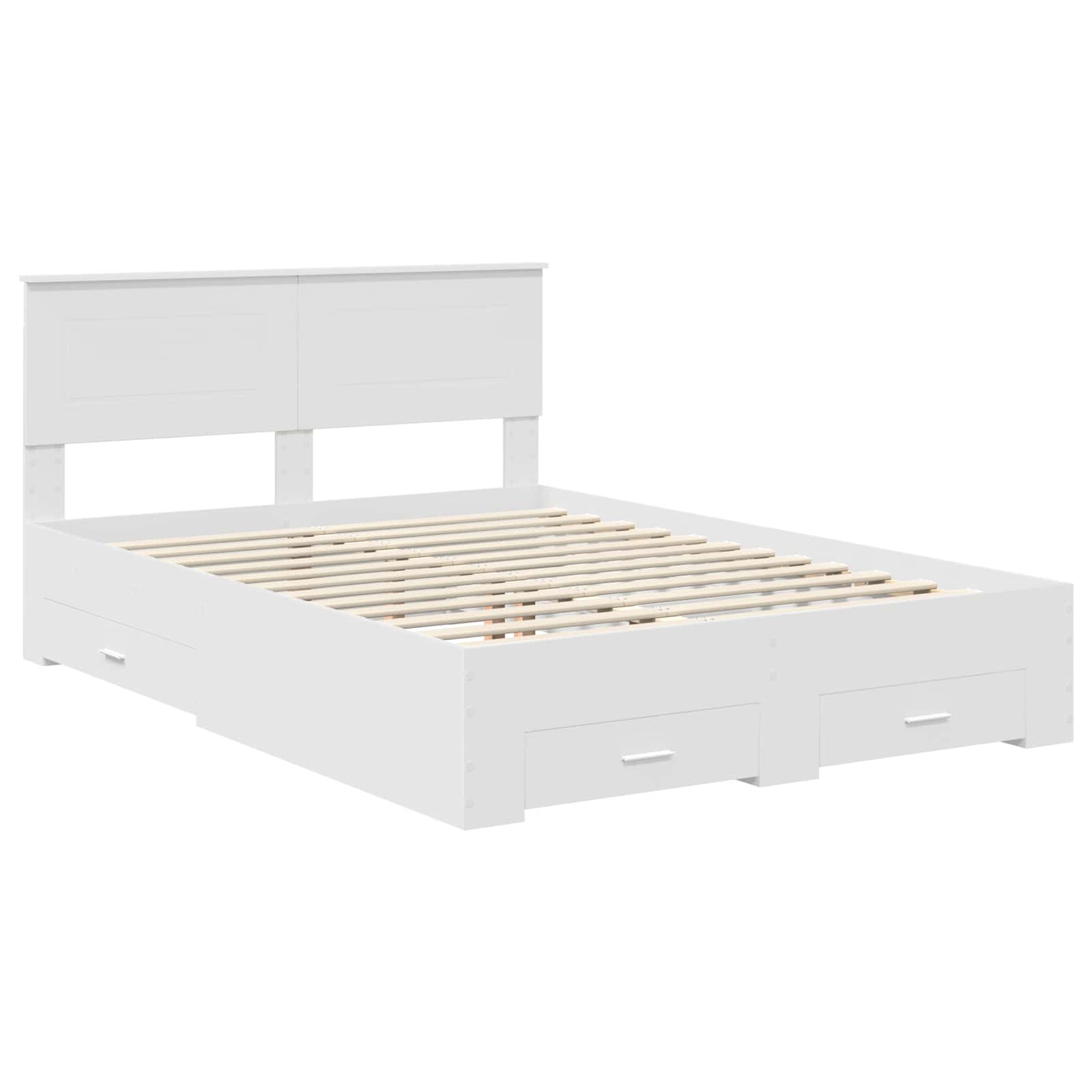 Bedframe met hoofdeinde met lade Wit 140 x 200 cm Bewerkt hout is nu te koop bij PeponiXL, paradijselijk wonen!