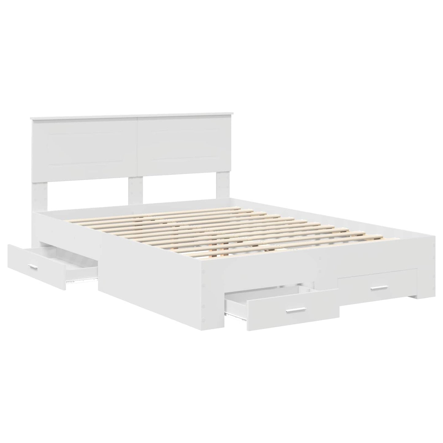 Bedframe met hoofdeinde met lade Wit 140 x 200 cm Bewerkt hout is nu te koop bij PeponiXL, paradijselijk wonen!