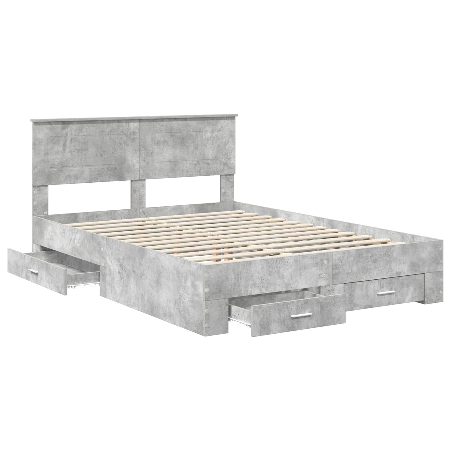 Bedframe met hoofdeinde Beton Grijs 140 x 200 cm Bewerkt hout is nu te koop bij PeponiXL, paradijselijk wonen!