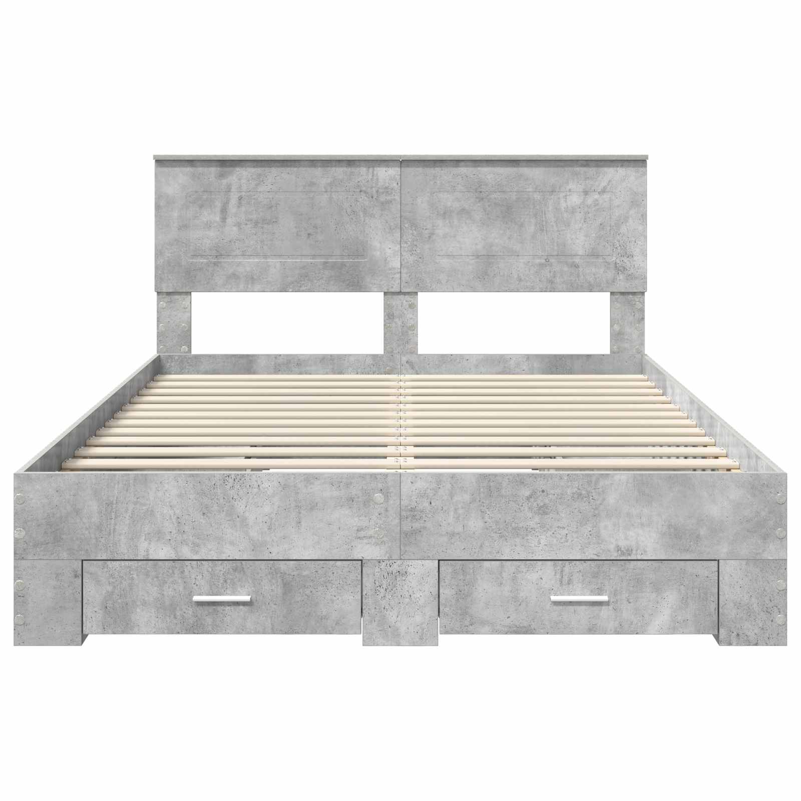 Bedframe met hoofdeinde Beton Grijs 140 x 200 cm Bewerkt hout is nu te koop bij PeponiXL, paradijselijk wonen!