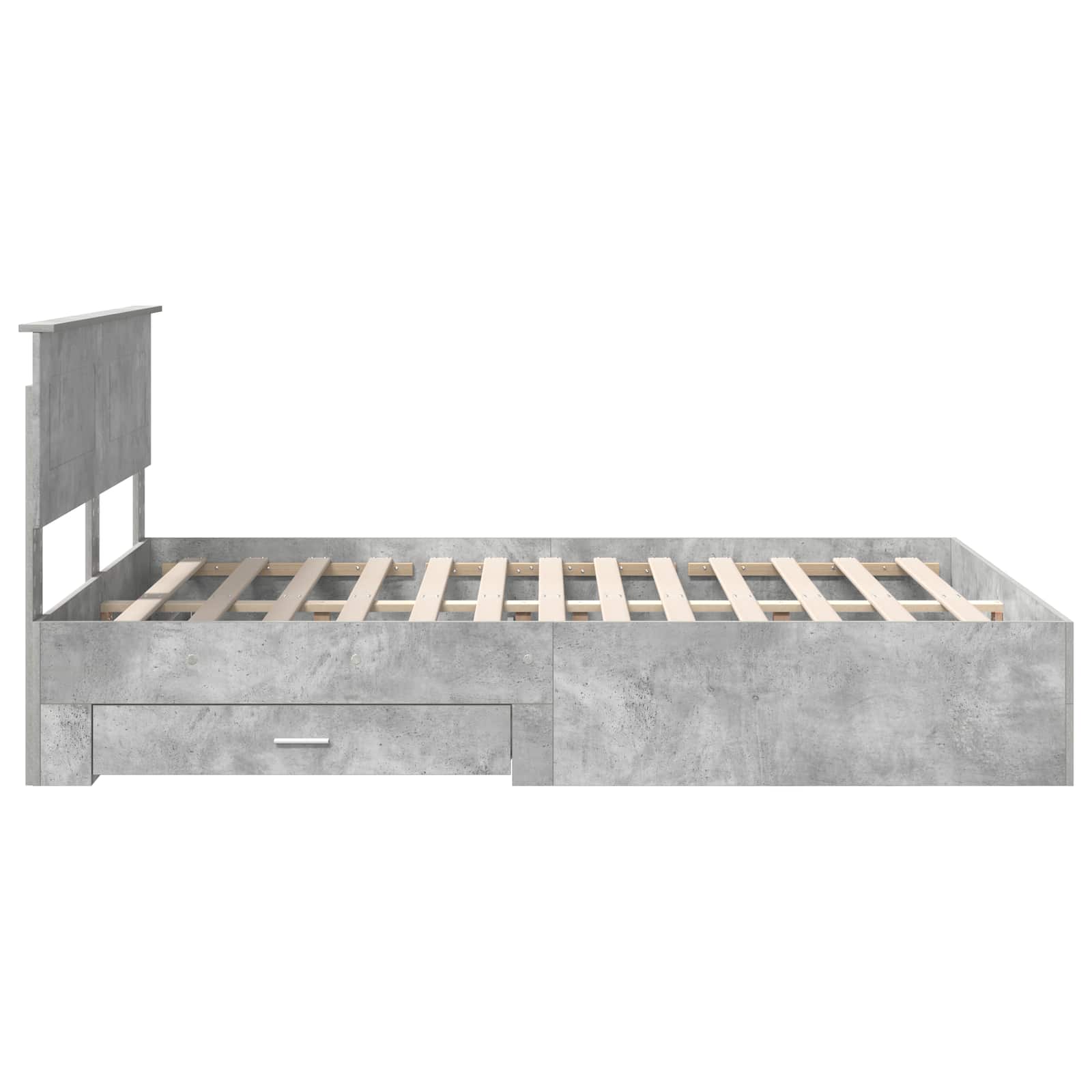 Bedframe met hoofdeinde Beton Grijs 140 x 200 cm Bewerkt hout is nu te koop bij PeponiXL, paradijselijk wonen!